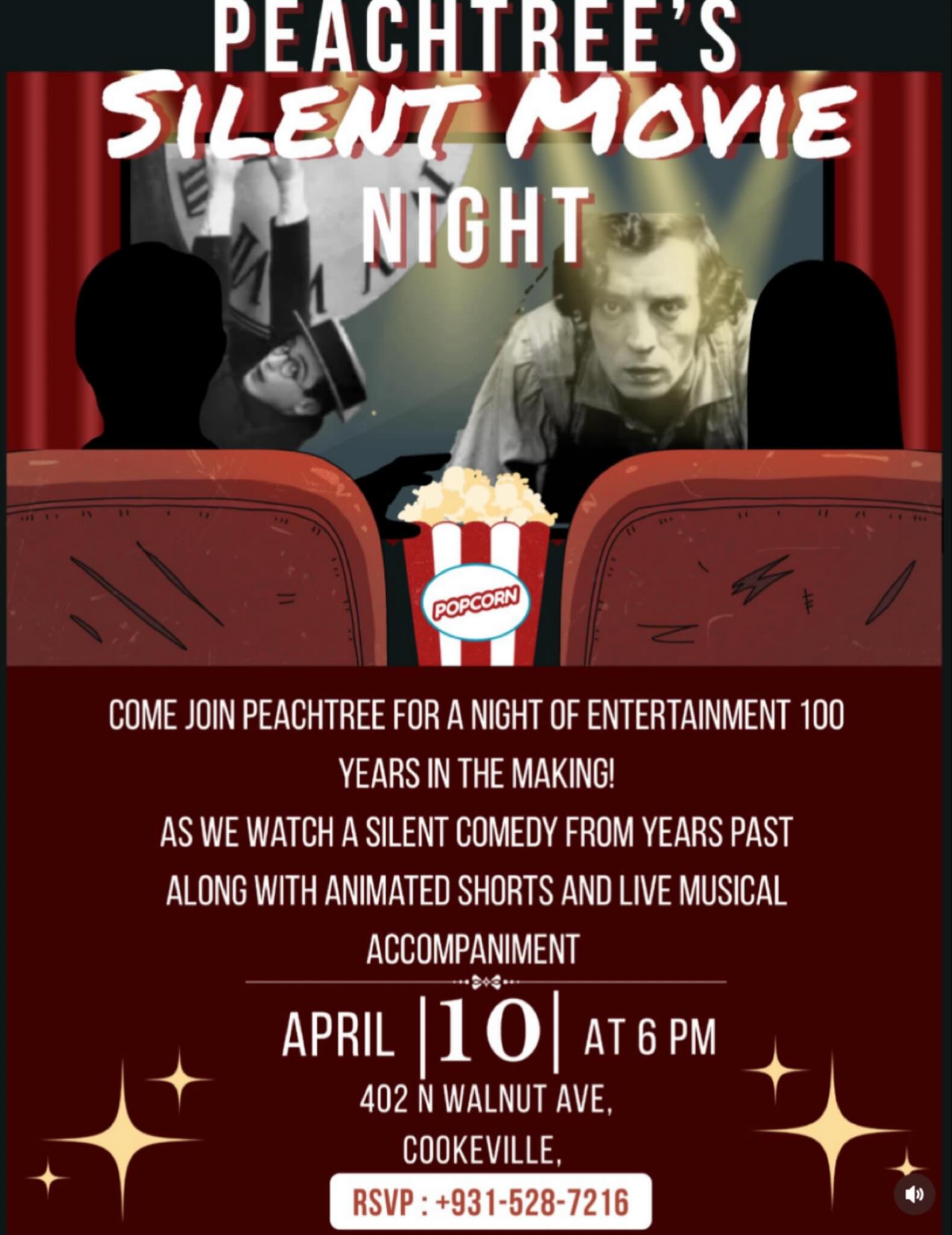 Join us FRIDAY for a unique event, a silent film short with live score by @musical.storyteller followed by a classic silent film !! $2 gets you ticket AND popcorn!