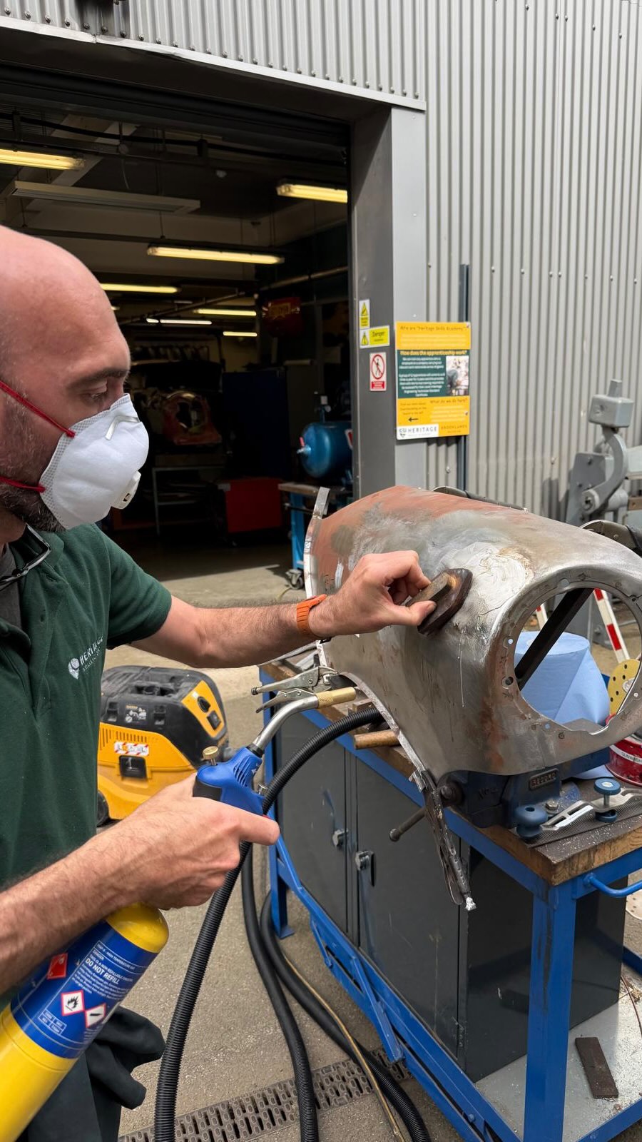 This week at @brooklandsmuseum our 9th Coachbuilding Cohort have been learning metal finishing and filler techniques 🛠️
Sectioning their sill sections, fabricating a new piece and MIG/MAG welding in place keeping distortion to a minimum so filler can be applied to industry tolerance
Safe process of traditional lead loading and using @frost_auto lead-free body solder was also covered on our donor Mini wings from @britishmotorheritage with body files from @sykespickavant shown in the reel 👏🏼
Well done all! 🙌🏼
#heritageskillsacademy #nextgeneration #shapingthefuture #metalfinishingtechniques
#leadloading