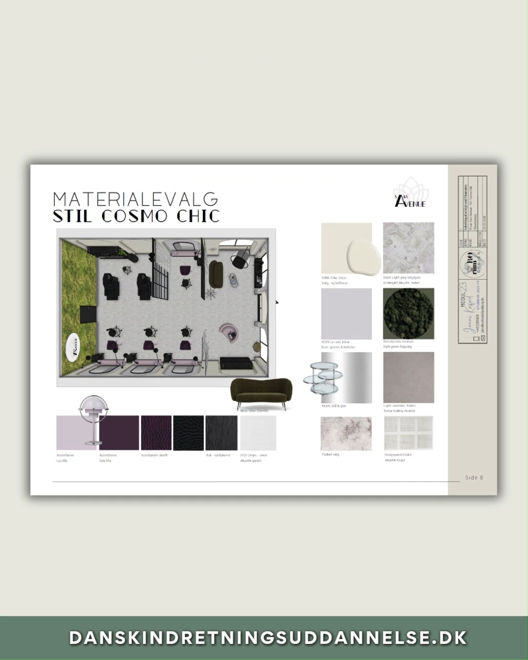 ✨ Behind the scenes på et designprojekt ✨
Her får du et kig ind i Jannis lækre indretning af en frisørsalon ✂️
Når du studerer hos os, handler det nemlig ikke kun om det færdige resultat, men om hele processen:
• Møbleringsplaner (i flere teknikker)
• Arbejdstegninger
• Belysningsplaner
• Visualiseringer
• Materialeskemaer
• Prislister
…og mange flere redskaber i værktøjskassen 🧠
Denne case er et smukt eksempel på, hvordan vores studerende arbejder professionelt med deres projekter – med fokus på både regler (BR18) og den fulde kundeoplevelse i flere lag.
Nyd denne gennemførte løsning 💫
og få et indblik i, hvad du lærer på uddannelsen.
Har du lyst til at arbejde professionelt med indretning, så starter din rejse hos DIU.
#indretningsuddannelse #danskindretningsuddannelse #interiordesign #behindthescenes #designproces #frisørsalon #indretningsarkitekt #studerendearbejde