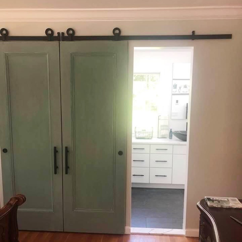 #Bathroom with #Barn doors! #omega #construction #remodel #omegacmg