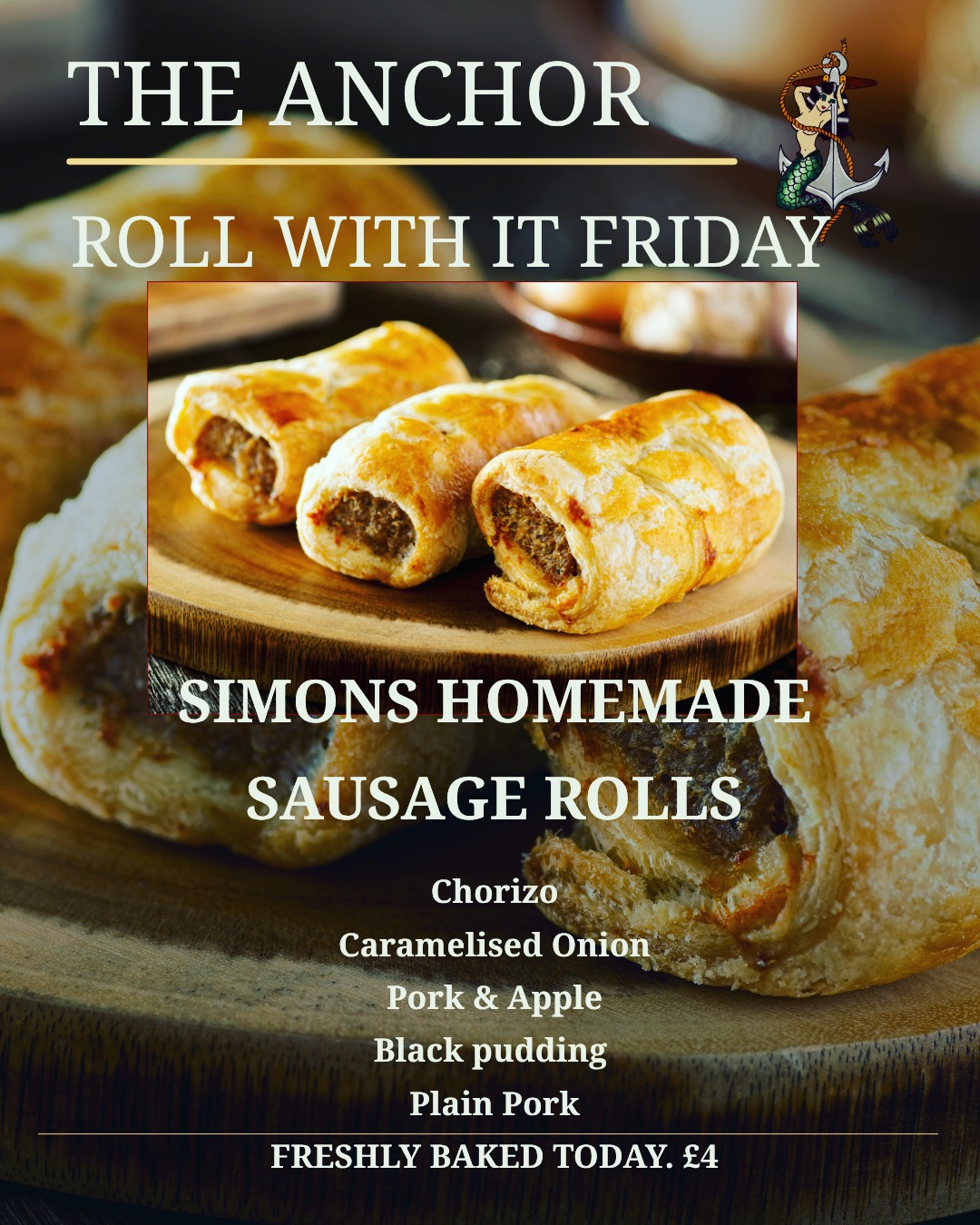 Roll With It Friday 🍺🔥
Fresh, handmade sausage rolls on the bar, cold pints pouring, and the weekend officially ON.
Honestly… what goes better with a pint?
Get in early — they won’t hang around
#RollWithItFriday #TheAnchor #FridayVibes #PubLife #SausageRolls #Pints #PubGrub #BourneEnd #HertfordshirePubs #WeekendStartsHere