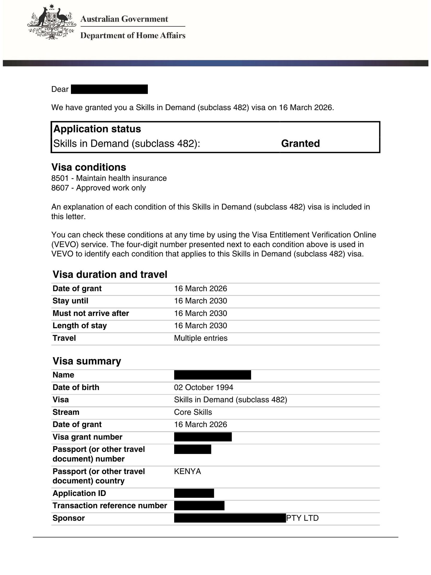 Another great outcome for a work sponsorship matter.
A Skills in Demand Visa (Subclass 482) has been granted for an offshore application.
Application date: 16/12/2025
Grant date: 6/03/2026
This matter had a challenging background. The applicant had previously held a student visa, became unlawful, and had an ART matter on foot. We then managed the offshore Subclass 482 application strategy, and the visa was successfully granted.
Every case has its own complexities, and the right strategy can make a real difference.
For all work sponsorship enquiries, you are at the right address.
Ilgin Azazi
Registered Migration Agent
MARN 2318123
Visa Australia – Consult & Migrate
0416049021
info@visa-australia.com.au
visa-australia.com.au
#IlginAzazi #MARN2318123 #RegisteredMigrationAgent #VisaAustralia #SkillsInDemandVisa #Subclass482 #SIDVisa #WorkSponsorship #EmployerSponsoredVisa #MigrationAgent #AustralianVisa #Offshore482 #VisaGrant #WorkVisaAustralia