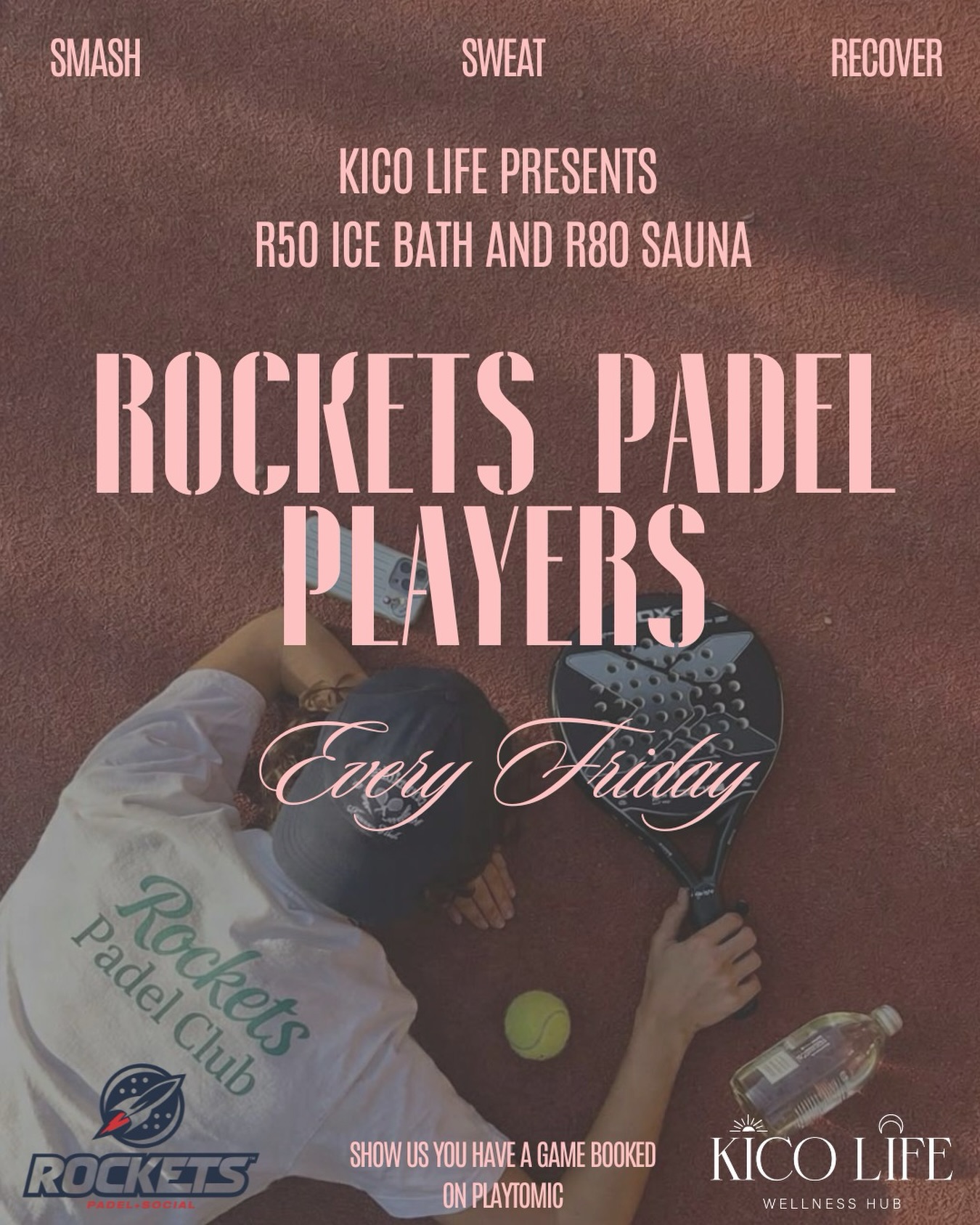 Every Friday, if you play at Rockets Padel… you already know 🔥
R50 Ice | R80 Sauna
Bookings are essential