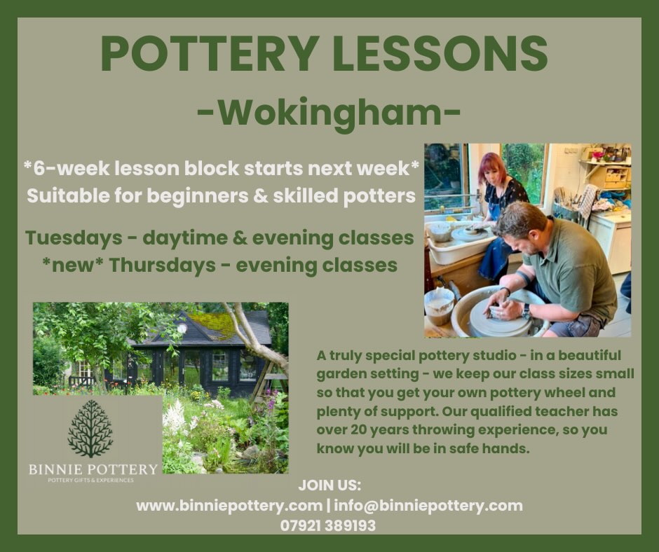 Join us for our next POTTERY LESSON BLOCKS - starting w/b 13th April
Tuesdays - daytime and evening classes
*new* Thursday - evening classes
Please do visit our website for more information or to book (or call us on 07921 389 193).
We also run EXPERIENCE EVENTS - do contact us if you’d like to come along with some friends and have fun with clay!
