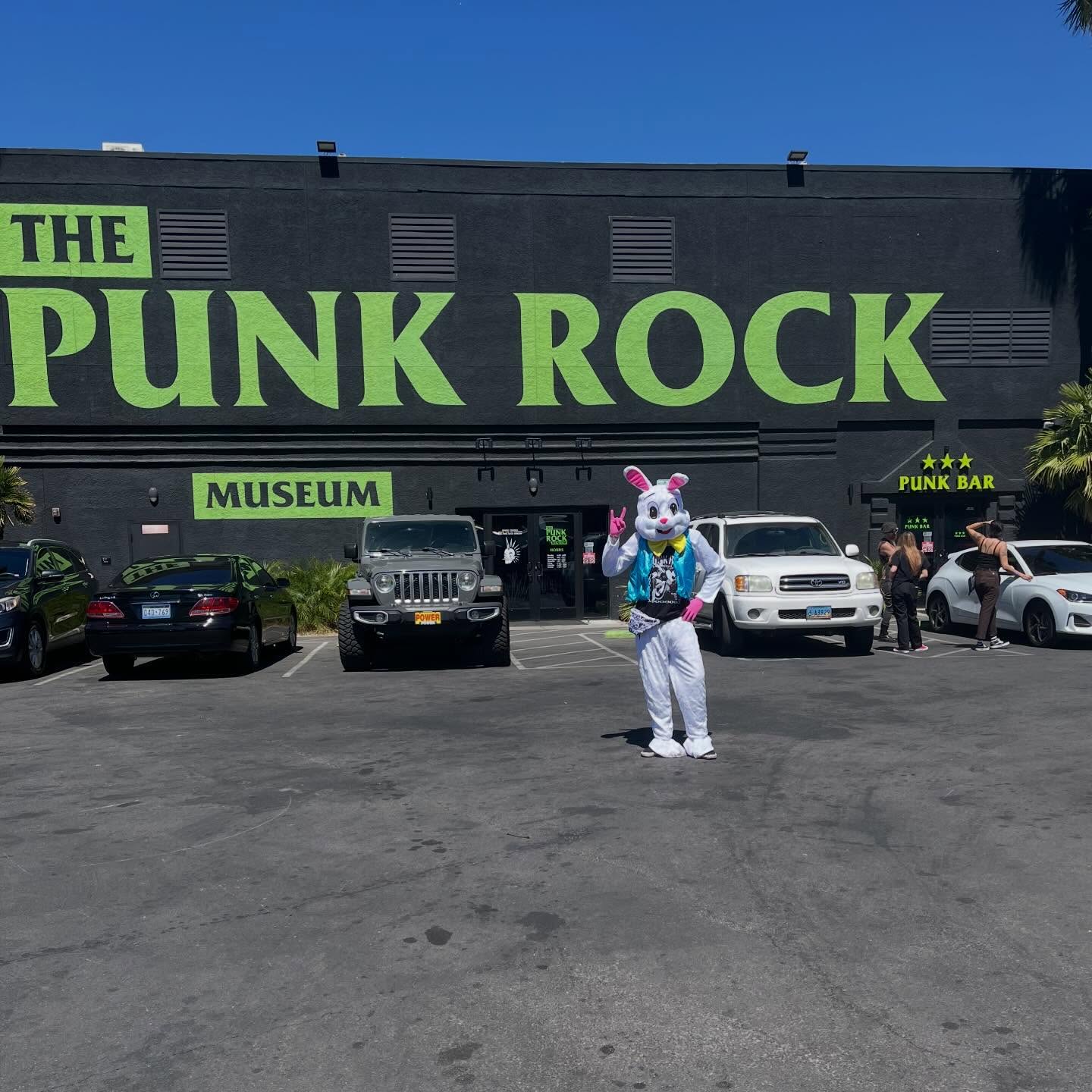 Punk Bunny is at @thepunkrockmuseum come by and grab a snap together! #youwontbelivewhoisourbunny!!!??!!!