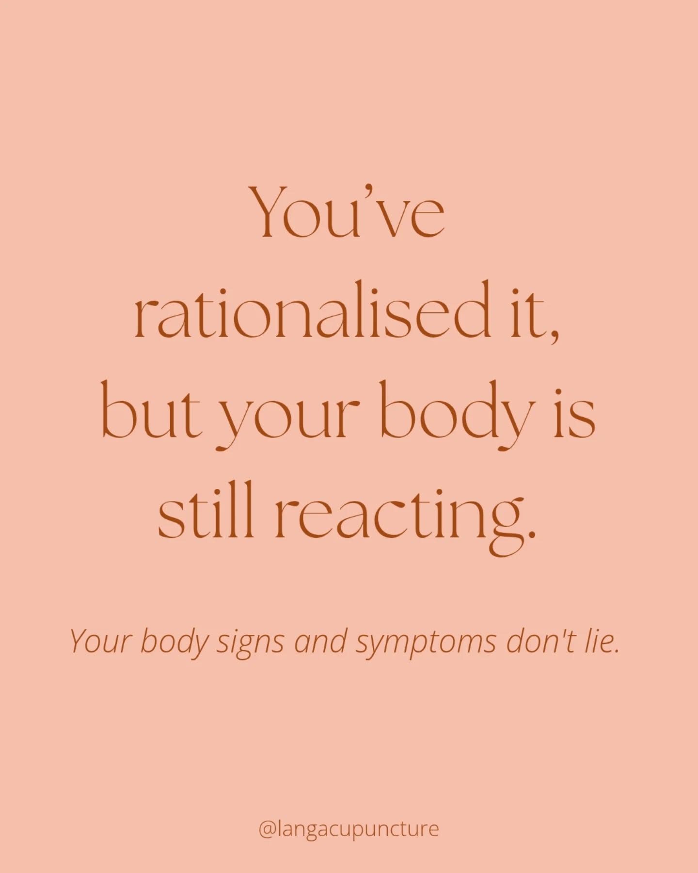 Is your mind and body coherent?
It's often this incoherence that leads to imbalance in our physical bodies. The body doesn't lie. The mind however is conditioned and influenced by our upbringing, external environments etc. What we have been conditioned to believe is normal or okay may not be and you best believe that the body will show it.
✅ Chronic tension is the neck and shoulders. "But I'm fine, I'm not stressed"
✅ Chronic headaches and migraines. "It is what it is. I'll just take medication and carry on"
✅ Digestive imbalances - proceeds to continue eating the same way.
Part of the journey to balance and health is learning to understand that when the body is presenting with symptoms, there is an imbalance. Understand that our mind may have been conditioned to ignore this.
#MindBodyConnection #acupunctureclinicbrisbane