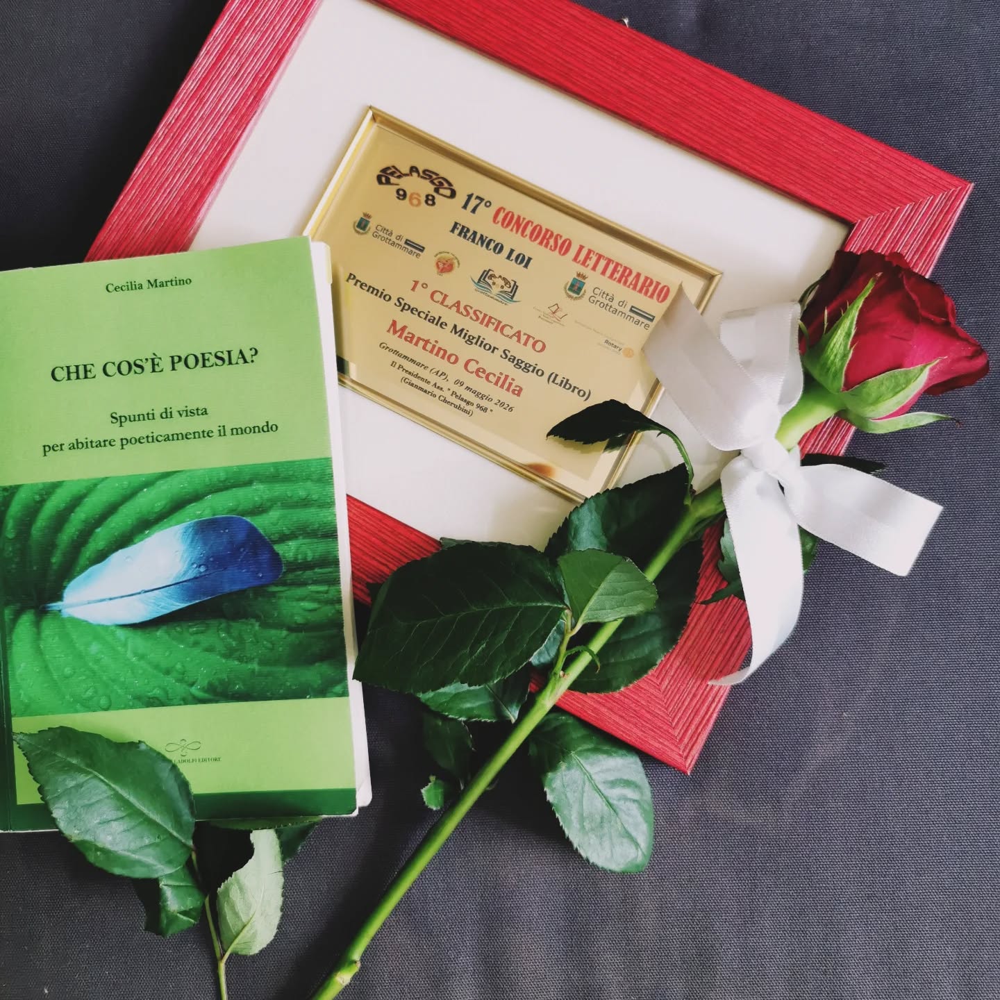 📗 Che Cos'è Poesia? Spunti di vista per abitare poeticamente il mondo, Giuliano Ladolfi Editore, vincitore al 17° Concorso Letterario Città di Grottammare FRANCO LOI nella categoria Premio Speciale Miglior Saggio. 🌹 Ritiro del premio alla Cerimonia ufficiale, il 9 maggio presso il Teatro Kursaal di Grottammare @pelasgo968 @ladolfieditore @giuliano6158
#libro #checosèpoesia #ceciliamartino #instabookstagram #grottammare