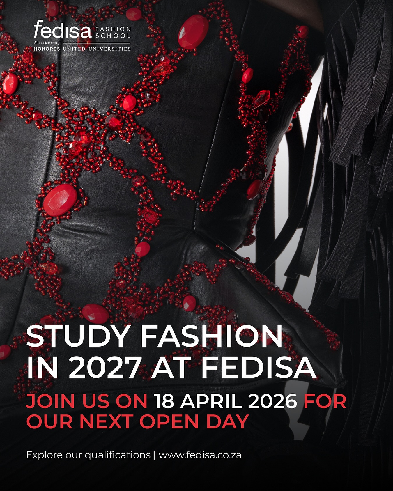 Ready to break into the fashion industry? Your journey starts here.
Join us at FEDISA Cape Town for an interactive Open Day with a presentation, campus tour, and Q&A with our team.
📅 18 April 2026
⏰ 10:00 – 12:00
📍 81 Church St, Cape Town
✨ What to expect:
• Fashion degrees & qualifications
• Funding & accommodation info
• Early registration specials
• Campus tour
• Career pathways in fashion
No booking needed. Just show up.
Step into your future at FEDISA. 🔥