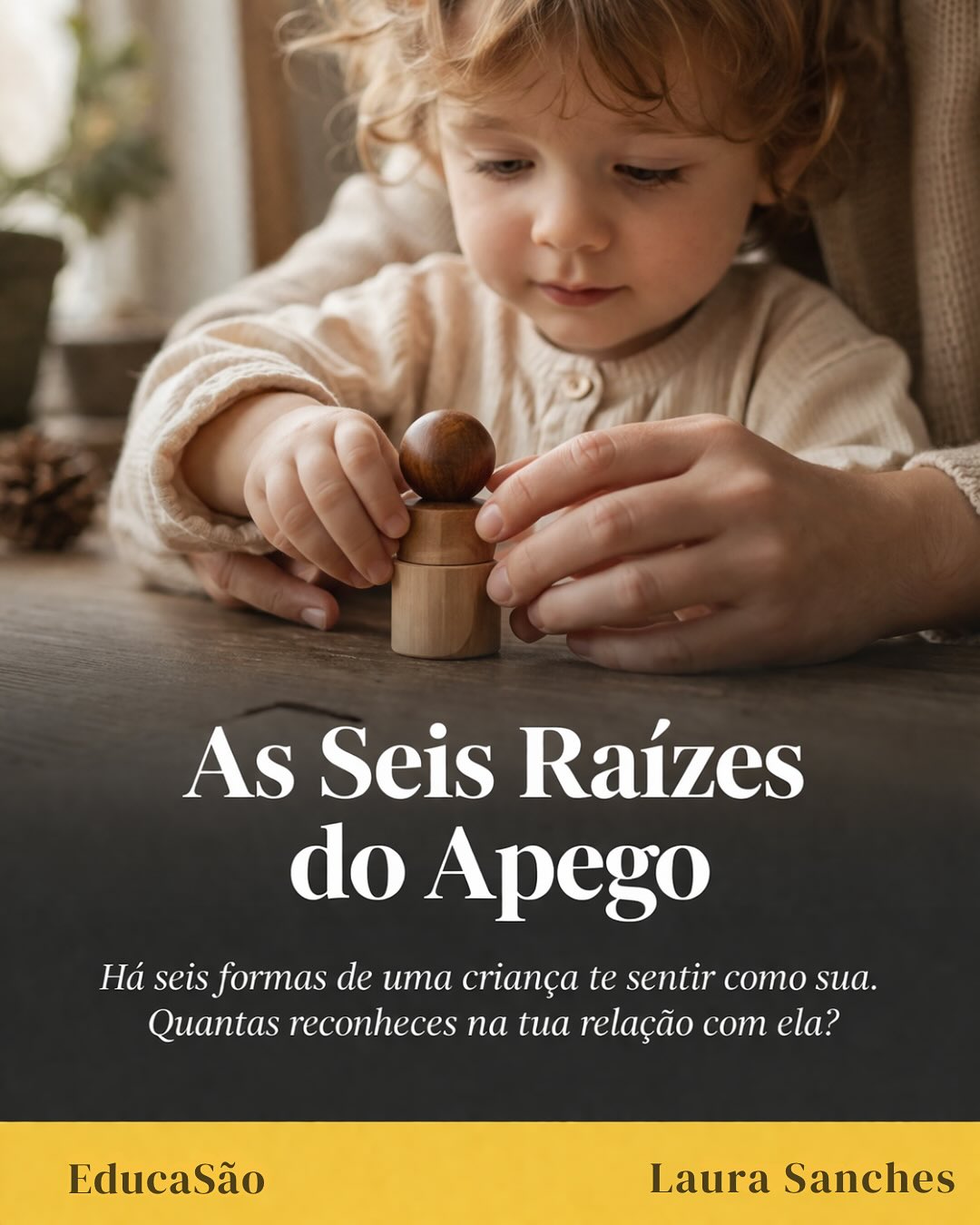 Há uma pergunta que nos fazem muito: pais, educadores, avós:
“Como faço para que ele me ouça?”
E a nossa resposta costuma surpreender: antes de fazê-la ouvir-te, precisa de sentir que lhe pertences.
Gordon Neufeld, psicólogo do desenvolvimento que há mais de quarenta anos estuda o apego, descobriu algo que muda tudo: o apego não é um estado, é um processo. E tem seis raízes que crescem em profundidade.
A raiz mais primitiva é a proximidade, querer estar perto. É o bebé que só dorme ao colo, a criança que te segue de divisão em divisão. Depois vem a semelhança, querer ser como tu. A imitação que nos encanta (e às vezes nos assusta).
Segue-se a pertença e a lealdade, “tu és minha, eu sou teu”, e a significância: querer importar-te, querer ser especial para ti. E depois, mais fundo ainda, o amor, não apenas ser cuidada, mas sentida. E a raiz mais profunda de todas: ser conhecida. Que saibas o que a faz rir, o que a assusta, o que guarda dentro de si.
Quanto mais raízes existem, mais segura está a criança.
E algo extraordinário acontece quando a ligação é profunda: a criança deixa de precisar de ser controlada. Ela quer cooperar. Não porque é obrigada. Porque o adulto importa de verdade, e ela quer ser boa para quem ama.
Neufeld diz-nos que a disciplina não nasce das regras.
Nasce do apego.
Quantas vezes tentamos ensinar comportamento sem primeiro cuidar da ligação? Programas, consequências, sistemas de recompensas, tudo construído sobre areia, se as raízes não estiverem lá.
Na pedagogia Waldorf, isto é vivido na forma como o educador cuida da relação antes de qualquer outra coisa. Em Neufeld, encontrámos a ciência que nomeia o que estas práticas sempre souberam.
A nossa tarefa não é controlar a criança. É conquistar o seu coração.
E o coração conquista-se raiz a raiz.
Se ressoou, partilha. Se quiseres aprofundar, envia-nos “RAÍZES” por DM. 💛