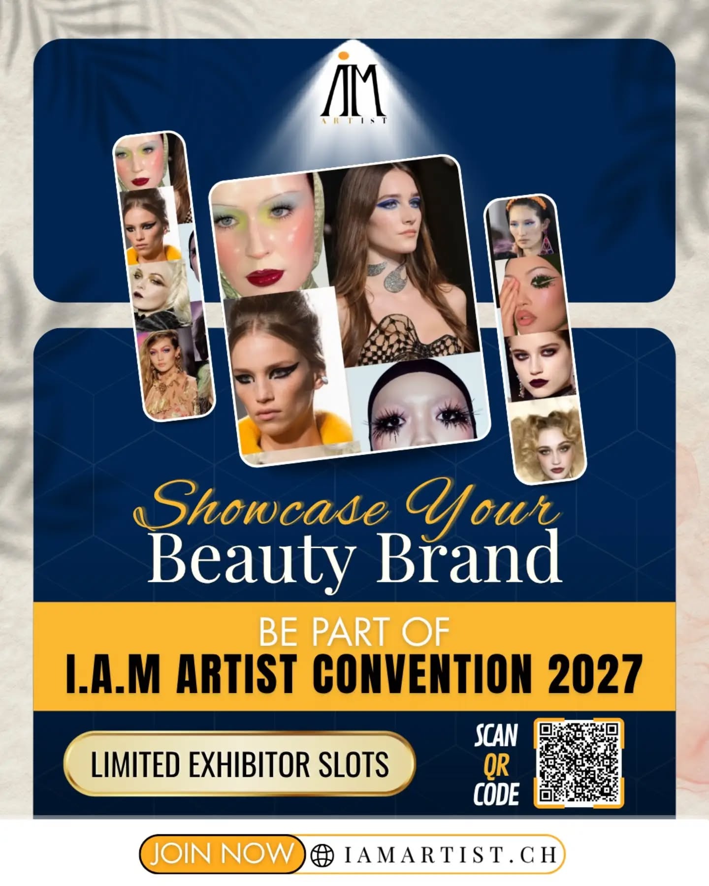 Showcase your beauty brand on a global stage.
Be part of the prestigious I.A.M Artist at the I.A.M Artist Convention 2027.
A premium opportunity to present your products, connect with industry professionals, and grow your brand visibility.
Limited exhibitor slots available — secure yours today.
Scan the QR code and apply now.
#IAMArtist #IAMArtistConvention2027 #BeautyConvention #ApplyNow #fypシ゚シ゚