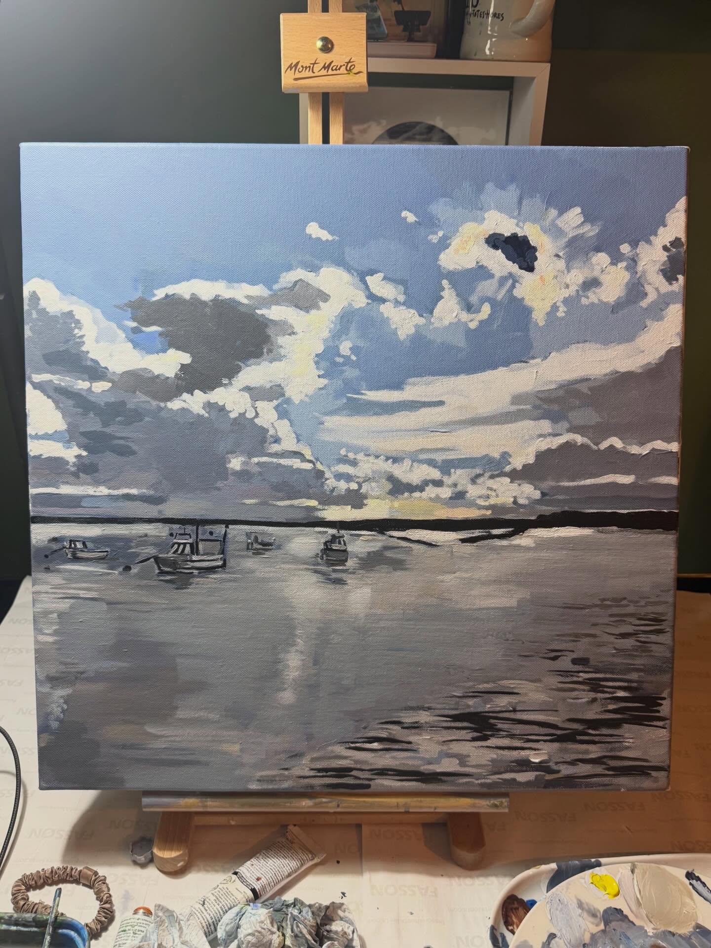 A view from Orford Quay Suffolk, 50x50 acrylic on canvas.
From a walk on a sunny spring late afternoon. This one’s much quieter than my normal work, less colourful but also represents a moment of calm - looking out to the boats and breathing in that sea air.
#orford #suffolk #suffolkartist #suffolkart suffolkco