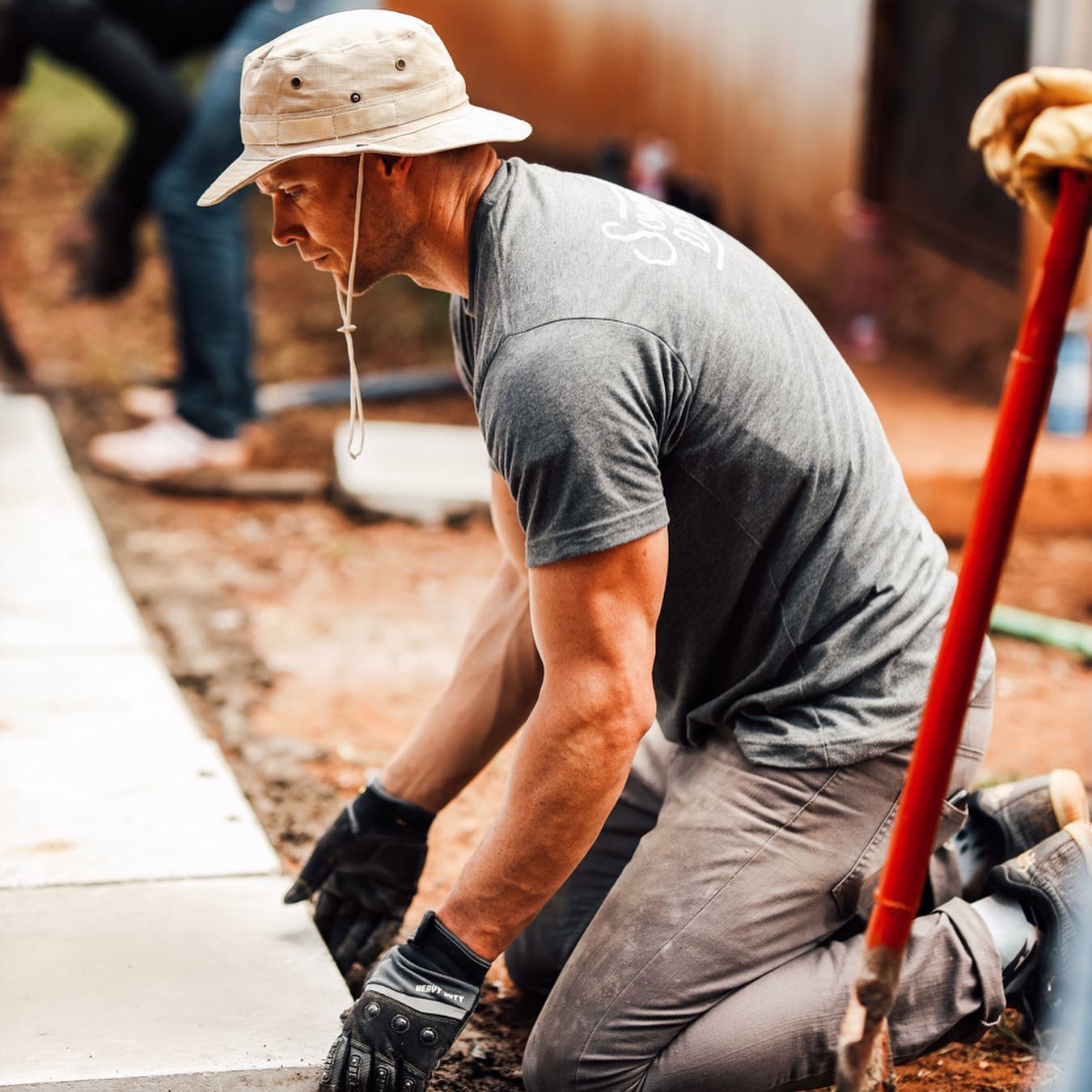 Building a sidewalk is no joke! Clearing the ground, mixing concrete, moving wheelbarrows of sand and gravel, laying the tile, and mortaring the cracks. @mattawchildren will soon have a sidewalk connecting the church to the homes and school buildings 👊🏻 📷: @happycamperfilms