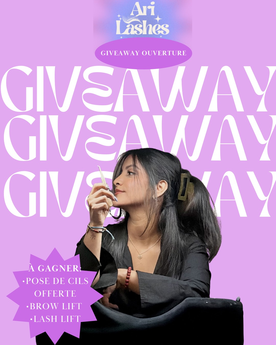 ✨CONCOURS BEAUTÉ✨
Envie de vous faire chouchouter? 😍
Pour célébrer l’ouverture de mon salon à Renens, je vous gâte💗
Comment participer:
💜 Suis mon compte
💜 Like ce post
💜 Commente avec un 💜 + identifie 3 copines
👉 (Plus tu commentes, plus tu augmentes tes chances!)
💜 Partage ce post en story et identifie-moi
🥇 1er prix : Pose de cils GRATUITE (au choix : classique, hybride, volume, etc.)
🥈 2ème prix : Brow Lift GRATUIT + restructuration des sourcils GRATUITS
🥉 3ème prix : Lash Lift coréen
📅 Tirage au sort: samedi 2 mai
🎁 BONUS
+10 % de réduction sur toutes vos prestations pendant 6 mois✨. (⚠️ Réservé aux clientes du mois d’avril)
🍀 Bonne chance à toutes!