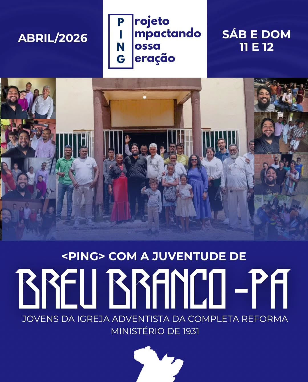 Nos dias 11 e 12 de Abril, PROJETO PING estará em Breu Branco - PA para um momento especial com a juventude, fortalecendo a fé, a comunhão e o propósito de impactar vidas para Cristo. 🙌🏻
"Uma geração impactada, para impactar o mundo."
📍 Breu Branco - PA
📅 11 e 12 de Abril
👥 Jovens da Igreja Adventista da Completa Reforma — Ministério de 1931
Você é nosso convidado especial! Venha participar conosco e traga sua família e amigos. 🙌🏻
#projetoping #juventudecristã #breubrancopará #geraçãojovensfortes #iacrministerio1931