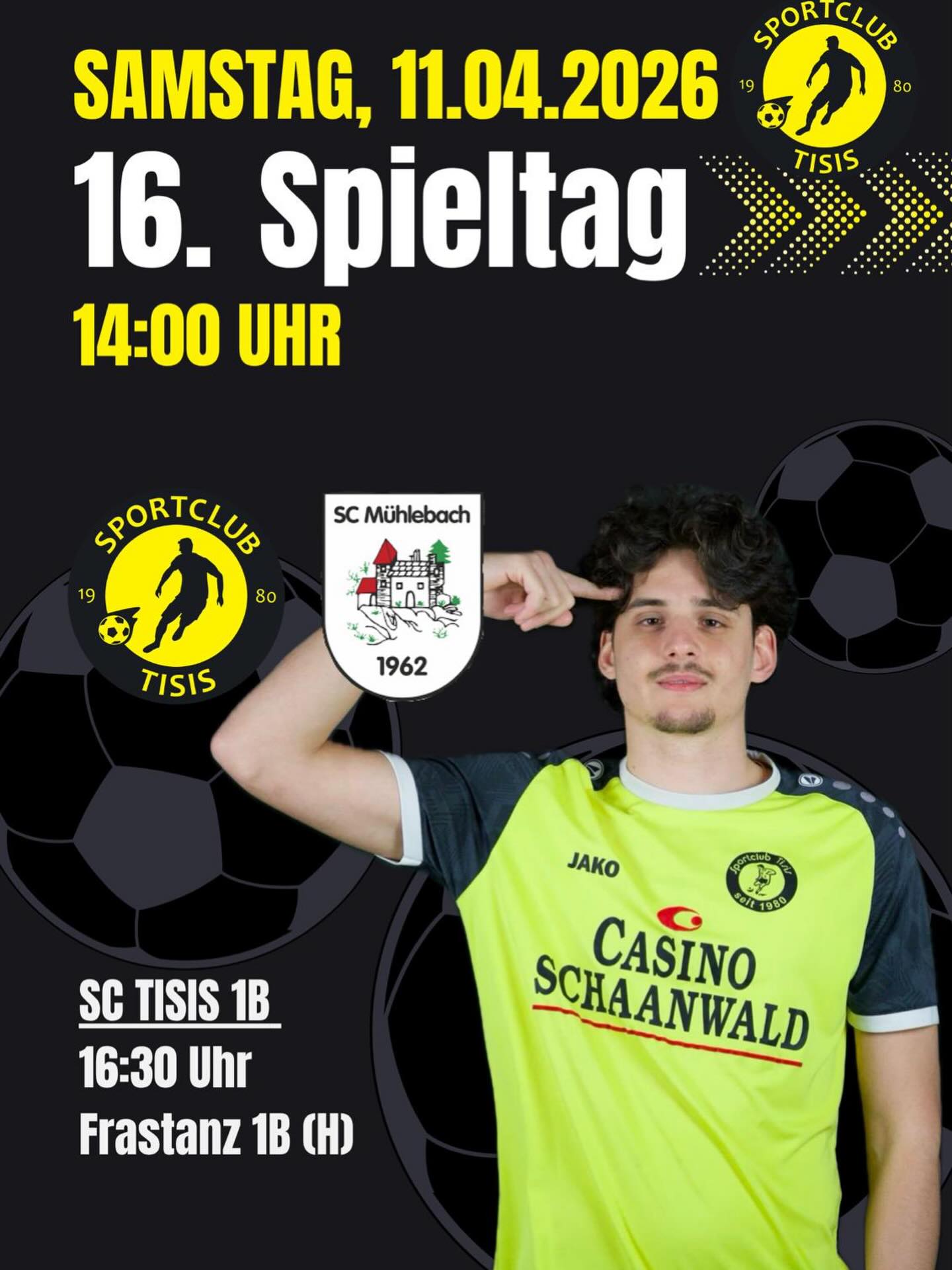 ⚽🔥 Heimspieltag in Tisis! 🔥⚽
Am Samstag geht’s wieder rund 💪
Unsere Kampfmannschaft ist im Einsatz – voller Fokus, voller Leidenschaft!
🕑 14:00 Uhr
SC Tisis vs. SC Mühlebach
Direkt im Anschluss:
🕟 16:30 Uhr
SC Tisis 1B vs. Frastanz 1B
Kommt vorbei, unterstützt unsere Teams und sorgt für echte Heimspiel-Atmosphäre 🙌💛
#Heimspiel #Matchday #sctisis #Fußball #Teamgeist