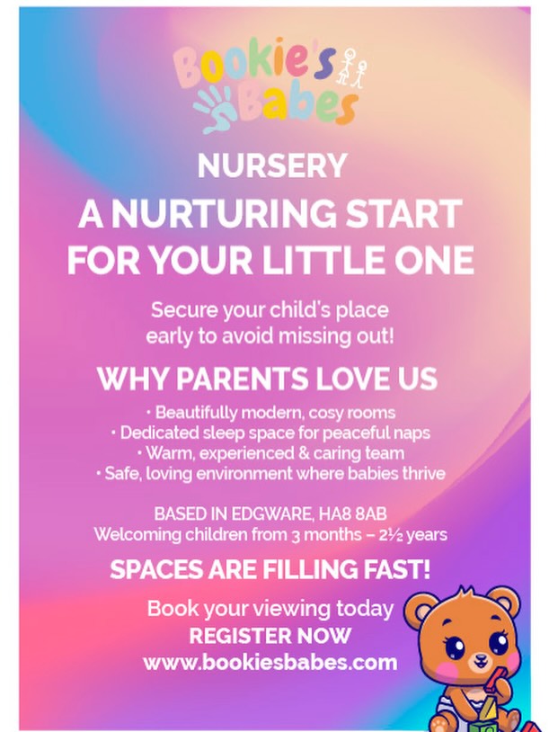 Choosing a nursery is a big decision
At Bookie’s Babes, we’re a well-established setting trusted by local families for over 10 years, with a fantastic reputation.
We focus on creating a calm, caring space where your child feels safe, happy and truly known.
We have a small number of spaces available for September in Edgware, and are already getting very booked up for 2027.
If you’re starting to look, we’d love to meet you.
Wwwbookiesbabes.com