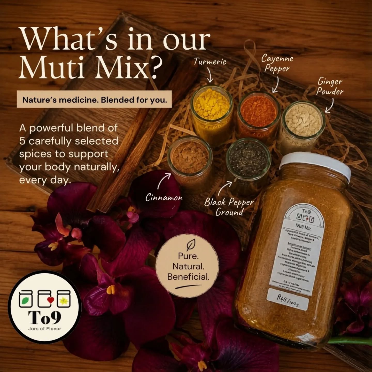 🌿 Nature’s goodness in one powerful blend! 🌿
Looking for a simple, natural addition to your wellness routine? Our much-loved To9 Muti Mix combines Turmeric, Ginger, Cinnamon, Cayenne Pepper, and Black Pepper into one warming, flavourful blend.
Perfect for those who appreciate natural ingredients and everyday wellness support. ✨
_*Only R45 per 100g*_
📍 Available at To9 Herb & Spice - De Handelspost Centre, Hartbeespoort.
#NaturalWellness #SpiceBlend #HealthyLiving #Hartbeespoort #To9HerbAndSpice
For more information, see our blog post on our website: 👇
https://www.to9herbandspice.co.za/post/to9-muti-mix-a-breakdown