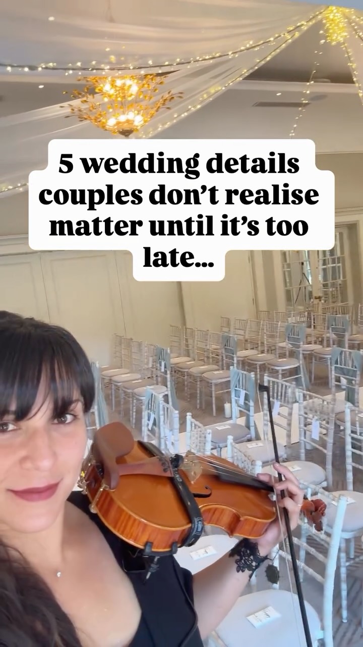 Some of the most important things couples sometimes don’t realise they didn’t think about until it’s too late ⏰
1. NOT BOOKING A VIOLINIST FOR THE WEDDING CEREMONY 🎻
RIGHT, it can be any professional musician, according to taste, but as a professional violinist I vote for strings. 😍
The ceremony sets the emotional tone for the entire day. Live music creates atmosphere, builds anticipation, and turns key moments - like the bridal entrance and signing of the register, into memories your guests feel, not just witness. 🤩
2. A REPUTABLE WEDDING PHOTOGRAPHER 📸
Once the day is over, your photographs are what remain forever. ♾️ A trusted photographer captures the genuine emotion of the day, the little in-between moments, and the memories you may be too overwhelmed to notice in real time.
3. DECOUR THAT CAN BE USED THROUGHOUT THE DAY 💐
From ceremony to wedding breakfast!
Thoughtfully chosen florals and décor can transform multiple spaces throughout the day. Reusing aisle arrangements, plinth flowers, candles, or statement pieces not only elevates the styling and atmosphere of your venue but also makes the budget work harder. 🥰
4. A SMOOTH TIMELINE
A beautifully planned timeline keeps everything flowing effortlessly - from the ceremony and confetti to drinks reception, speeches, and your grand entrance. When the timing feels seamless, the whole day feels calm, luxurious, and enjoyable. 🤩😍
5. TIME ALONE TOGETHER 👰♀️🤵♂️
In the middle of the celebration, it’s so easy to spend the entire day with everyone else. Taking even ten quiet and sacred minutes together allows you both to breathe, take it all in, and share the magic of the moment as husband and wife. 🤍
✅ Follow @rachelsomersetmusic for more wedding tips and music inspiration 🎻
#weddingviolinist #weddinginspiration #essexweddings #essexviolinist #weddingsuk