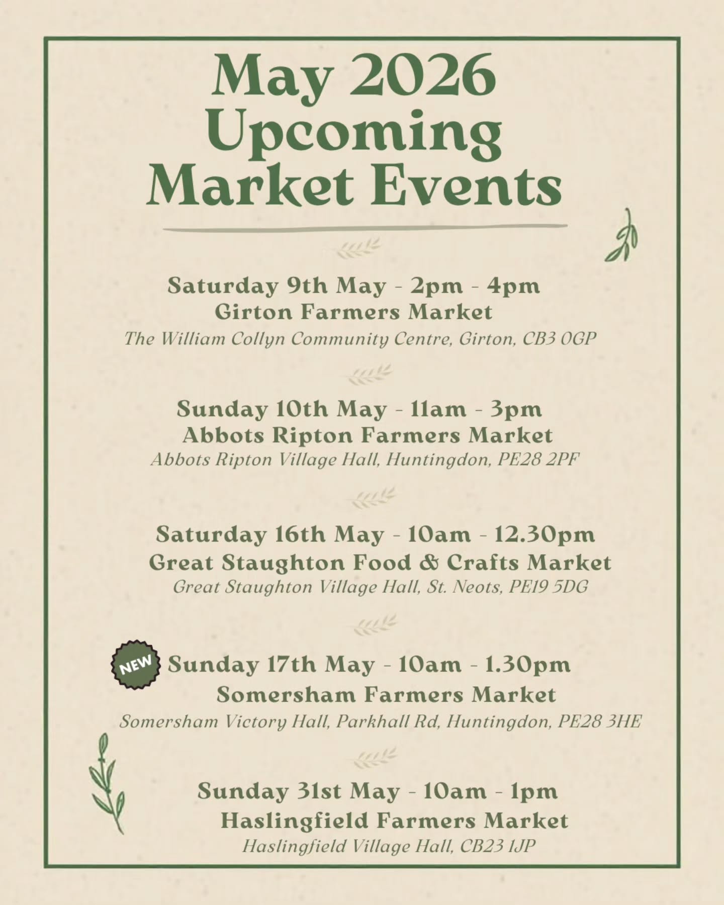 Where to find us in May!
โ ๏ธ Pre-orders are now super important! โ ๏ธ
As per our previous post, we are getting very low on most stock.
If you want to guarantee your favorite pasture raised chicken, you can pre-order via our website.
Then simply find us on your chosen market, collect & pay for your order - easy peasy ๐
๐ www.castorspastures.co.uk/events
#pastureraisedchicken #OrganicChicken #SupportLocalFarms #farmersmarketuk #nonhalal