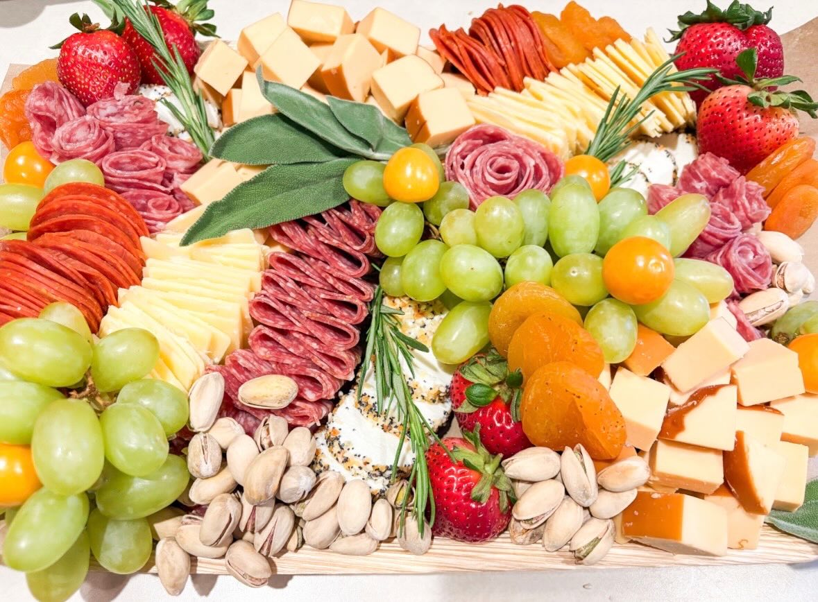 A feast for the eyes, indeed! This small graze board will be sure to please 10 guests for $215 including pickles, olives, 3 spreads, crackers, and serving utensils. Delivery included within 15 miles of Enola, PA. Fees applied after 15 miles. I would be honored to curate for your next event! Inquire through my website or text/call 717.508.4182 to start your order 🧀🌿✨ #mechanicsburgpa #harrisburgpa #hersheypa #pennsylvania #womanowned