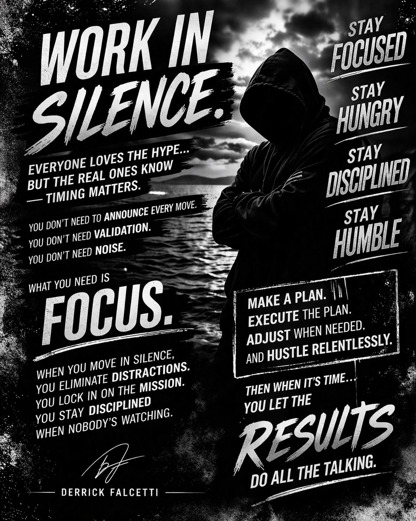 Work in silence.
Everyone loves the hype… but the real ones know—timing matters.
You don’t need to announce every move.
You don’t need validation.
You don’t need noise.
What you need is focus.
When you move in silence, you eliminate distractions.
You lock in on the mission.
You stay disciplined when nobody’s watching.
Make a plan.
Execute the plan.
Adjust when needed.
And hustle relentlessly.
Then when it’s time…
you let the results do all the talking.
#NoExcuses #ChampionshipMindset #StayFocused #WorkInSilence