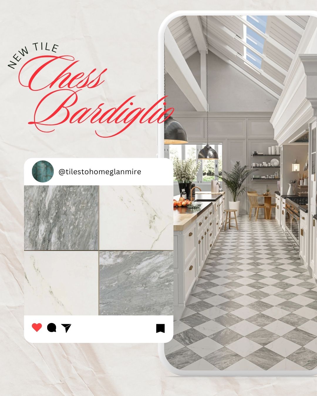 New in showroom ✨
Introducing two new designs from our Chess collection: Marquina Gold & Bardiglio. A classic checkerboard look with a modern twist, perfect for adding character to any space.
✔️ 44x44 cm
✔️ Porcelain
✔️ Satin finish
Samples available to take home, so you can see how they work in your own space.
Pop into the showroom or book your visit online 👉 tilestohome.ie
#NewInShowroom #CheckerboardTiles #TileInspo #PorcelainTiles #InteriorInspo #KitchenInspo #BathroomDesign #TilesToHome #IrishHomes