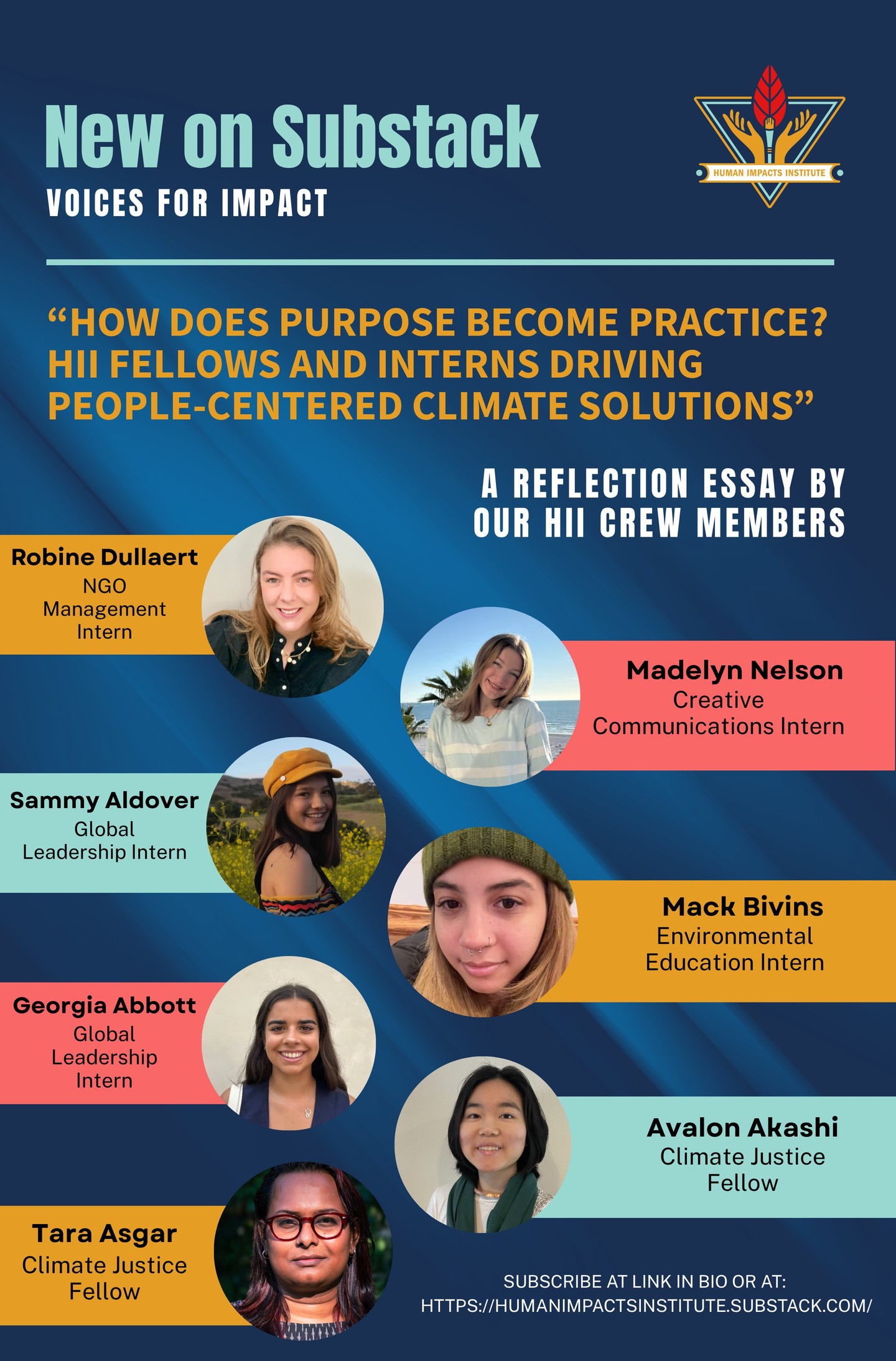📑 Our new Substack essay Just dropped: "How Does Purpose Become Practice? HII Fellows and Interns Driving People-Centered Climate Solutions"
We asked our Fellows and Interns what inspires their engagement with climate justice and how they believe their perspective can help to expand the ways in which we understand people-centered climate action. Read what they had to say.
📍 Link in Bio
✅ Make sure to subscribe!
HII is grateful to Georgia, Tara, Mack, Robine, Avalon, Madelyn, and Sammy for sharing their stories with us. What strikes us most is not just what they do, but how their commitment took shape—through refugee centres and soup kitchens, marches and classrooms, family and distance, and the steady accumulation of paying attention. Their reflections remind us that climate action is as much about human stories, community, and shared responsibility as it is about policy and data. By centering lived experience, creativity, and cultural engagement, we expand the ways we understand and approach people-centered climate justice.
#ClimateJustice #PeopleCentered #ClimateAction #YouthLeadership #EnvironmentalJustice