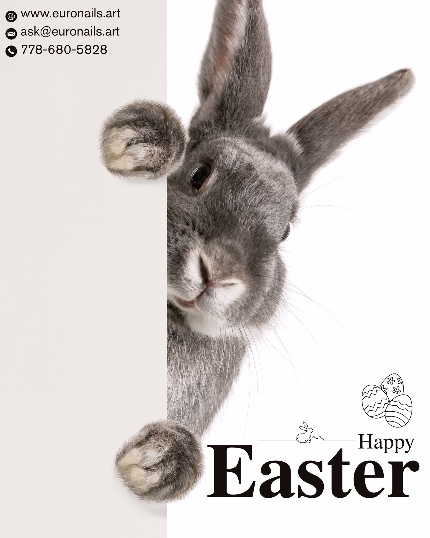 Happy Easter from EURONAILS 🤍
Wishing you a beautiful day full of light, renewal and soft moments.
Thank you for choosing us!