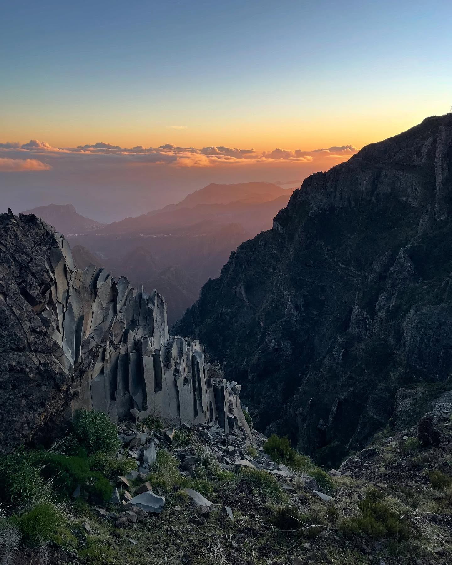 Sunrise on one of Madeira's high mountain peaks