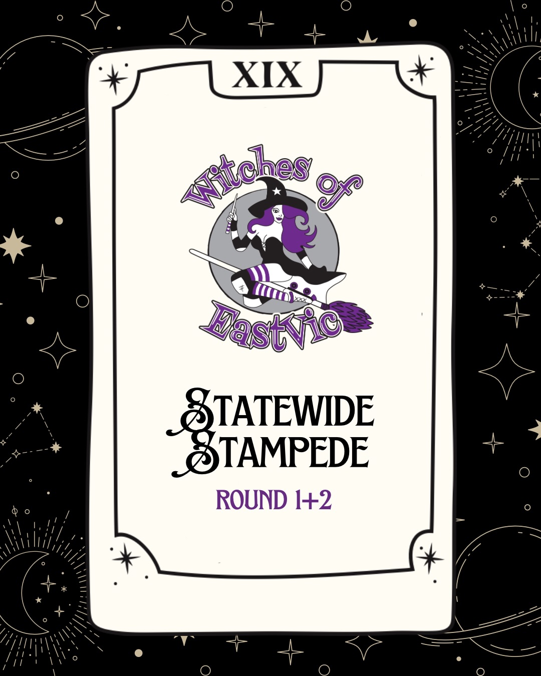 The first double header of this years @statewidestampede is this weekend in Bendigo, and the witches are excited for some great roller derby, featuring some killer guest skaters 💜
If you feel like making the trek to Bendigo to support, we’d love to see you there! Otherwise, for all who can’t make it, tune into the livestream by visiting Statewide Stampede on YouTube.
Let’s go witches!