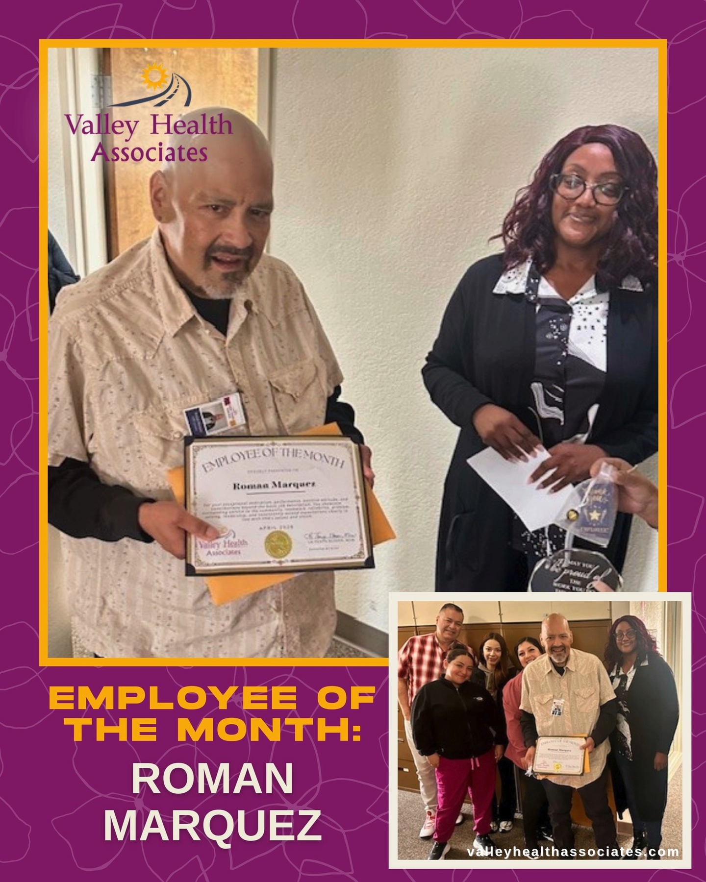 Congratulations Roman!
Our April Employee of the Month is Roman Marquez at Valley Health Associates.
He was selected by his peers for his dedication to supporting clients as a Counselor, ensuring continuity of care.
#ValleyHealthAssociates #VHA #EmployeeoftheMonth #NonProfit #MontereyCounty