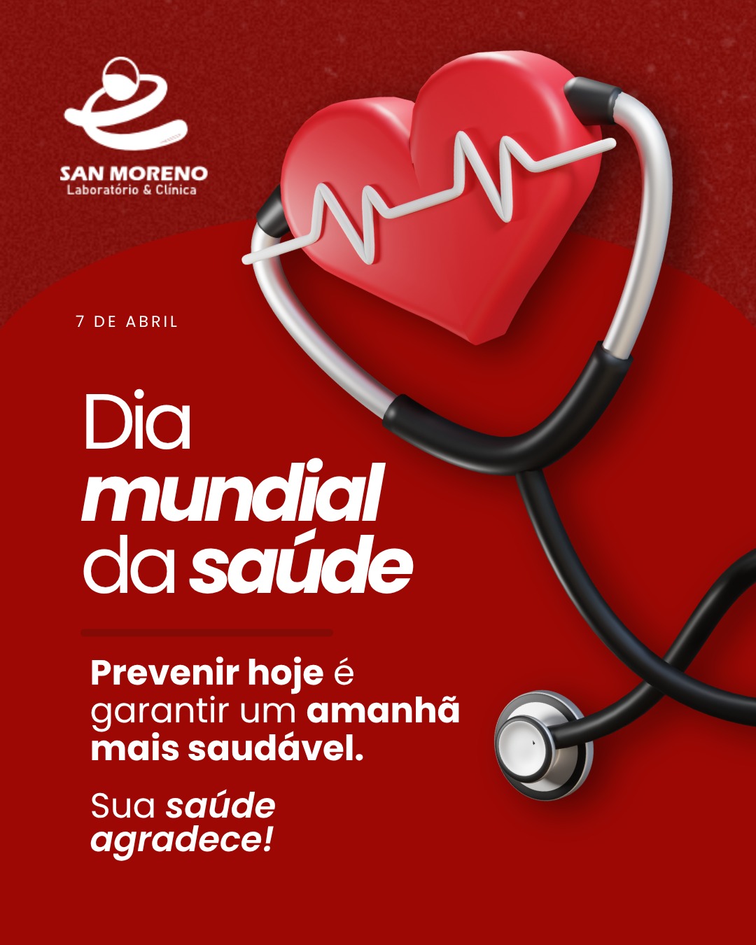 Cuidar da saúde é um compromisso diário. 💚
No Dia Mundial da Saúde, lembre-se: prevenir é o melhor caminho para viver mais e melhor.