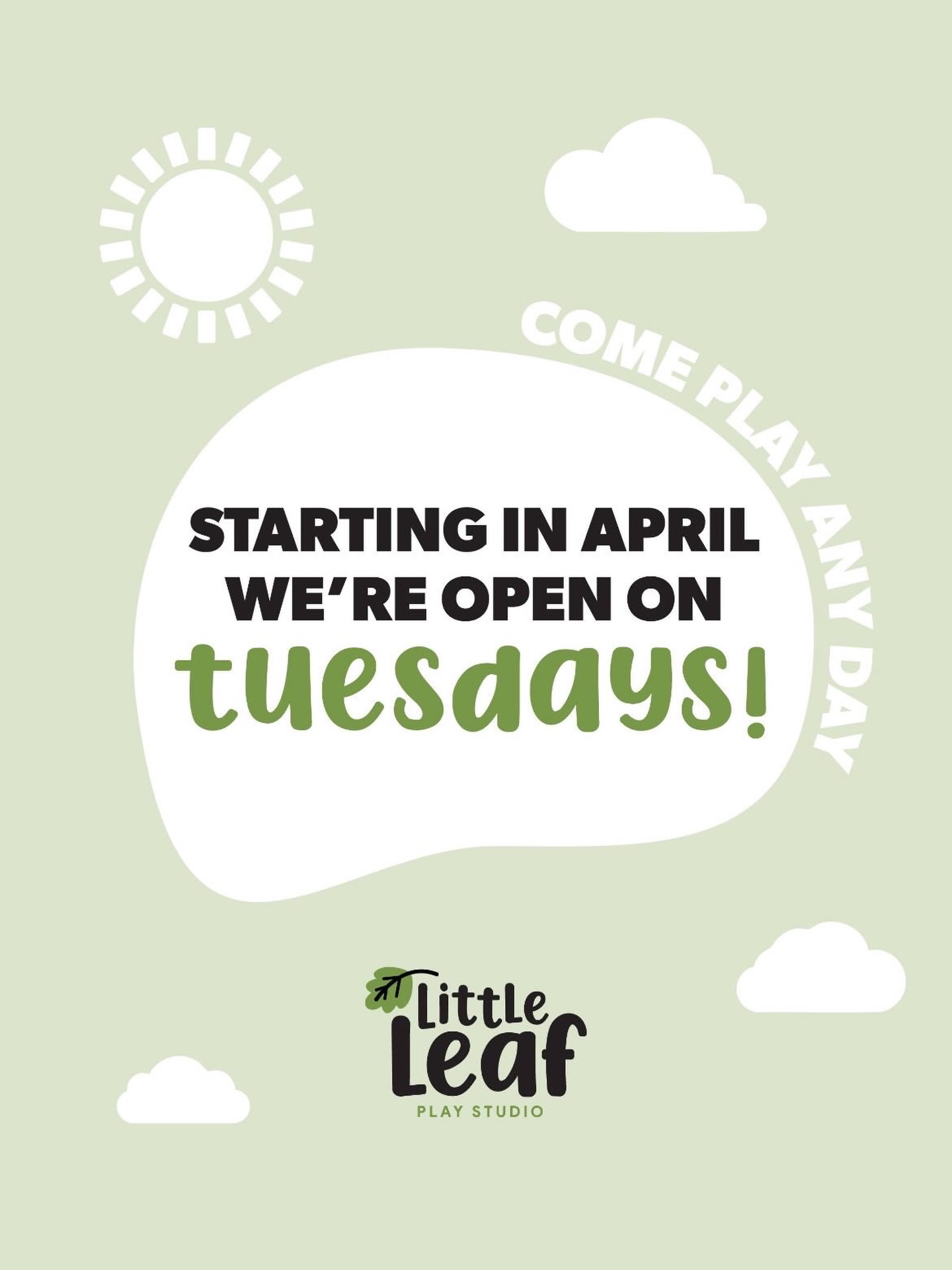 You asked, we listened! We are now open M-F for play sessions. Play sessions run in 2 hour timed blocks of:
9:00-11:00am
11:30-1:30pm
2:00-4:00pm
4:30-6:30pm
We can’t wait to play! See you every Tuesday! 🤸♀️