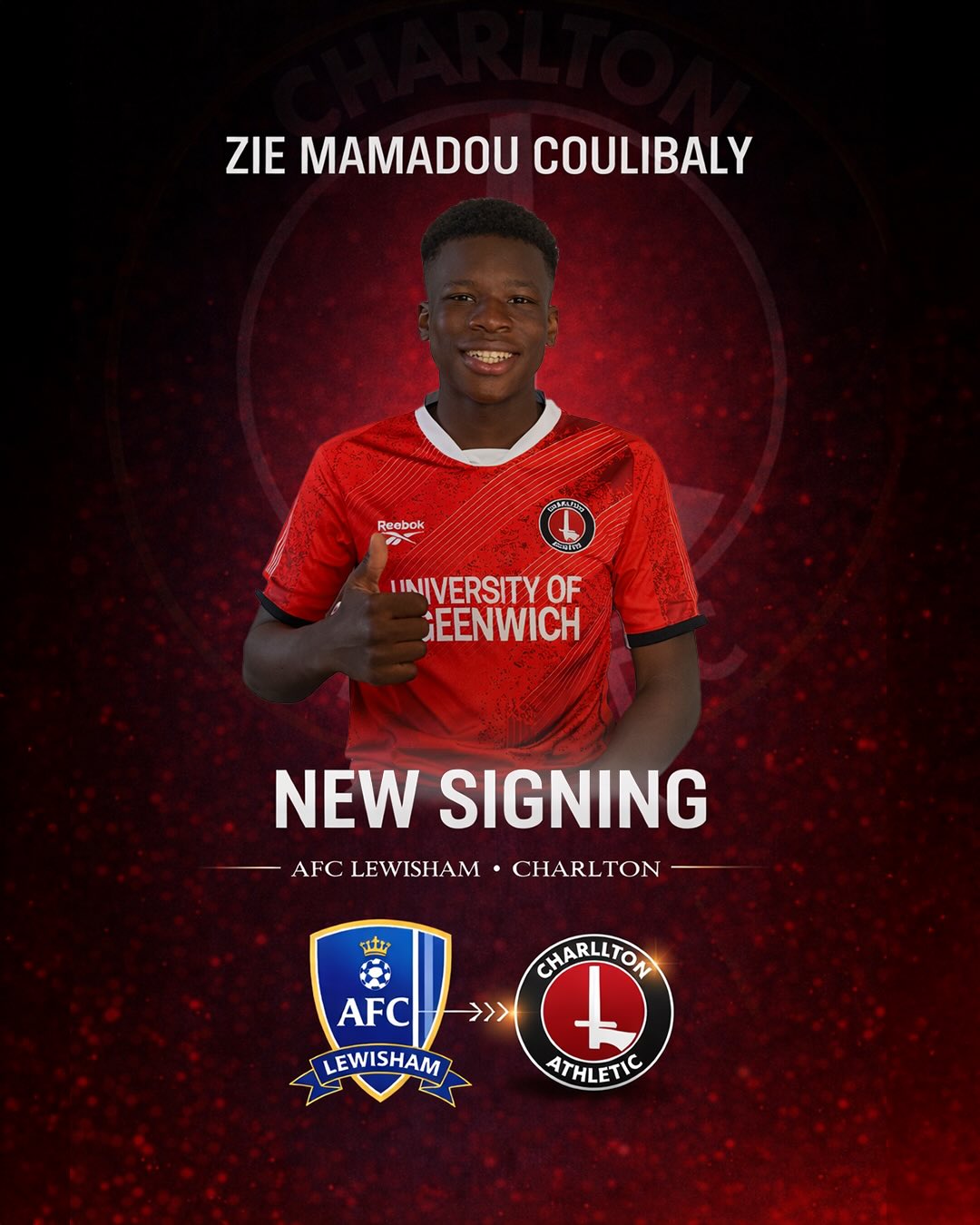 Huge congratulations to Zie on signing for Charlton Athletic!
It’s been a pleasure to coach and watch him develop and this well-deserved move to the Charlton academy is a testament to his incredible hard work, talent and commitment on and off the pitch.
Having started his grassroots journey with AFCL where he started with the clubs Selkent D team scoring 60+ goals. Zie went on to play for the clubs JPL, Selkent A league and Kent youth league team before signing with Charlton.
We are incredibly proud to have played a part in his journey so far and cannot wait to follow his progress.
Keep pushing, the best is yet to come!