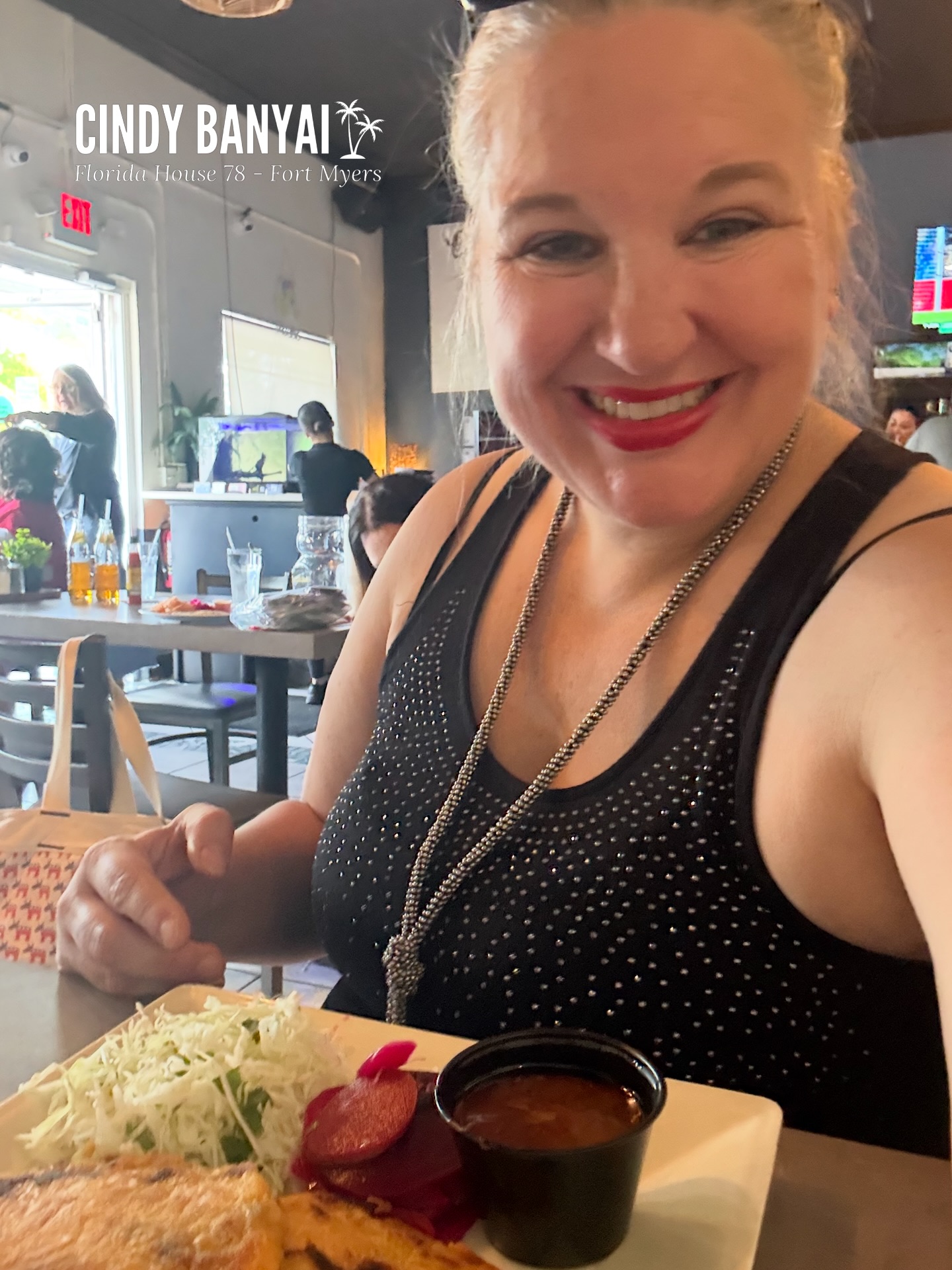 Had a great lunch today with folks from around Fort Myers supporting local immigrant-owned businesses. I had pupusa birria and it was so good! Check out Latin Grill! Show some love to our community! #hd78 #takebacktally #noshit #election2026