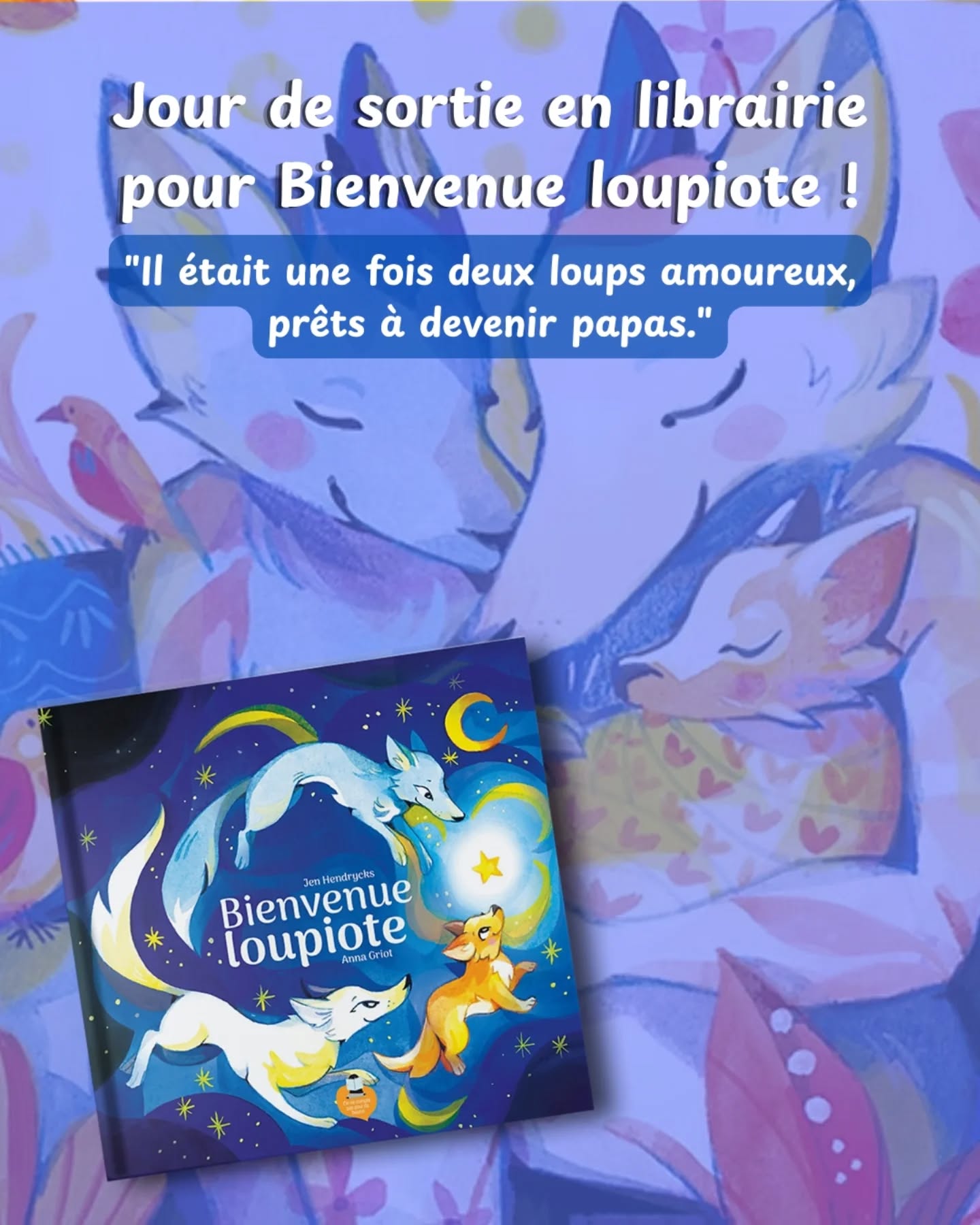 🌈 Jour de sortie pour nos deux papas loups 🌈
Retrouvez en librairie Bienvenue loupiote de @jen_hendrycks illustré par @annagriot dès aujourd'hui ! 🌙✨️
#onnecomptepaspourdubeurre #deuxpapas #gpa #lgbtq #loupiote