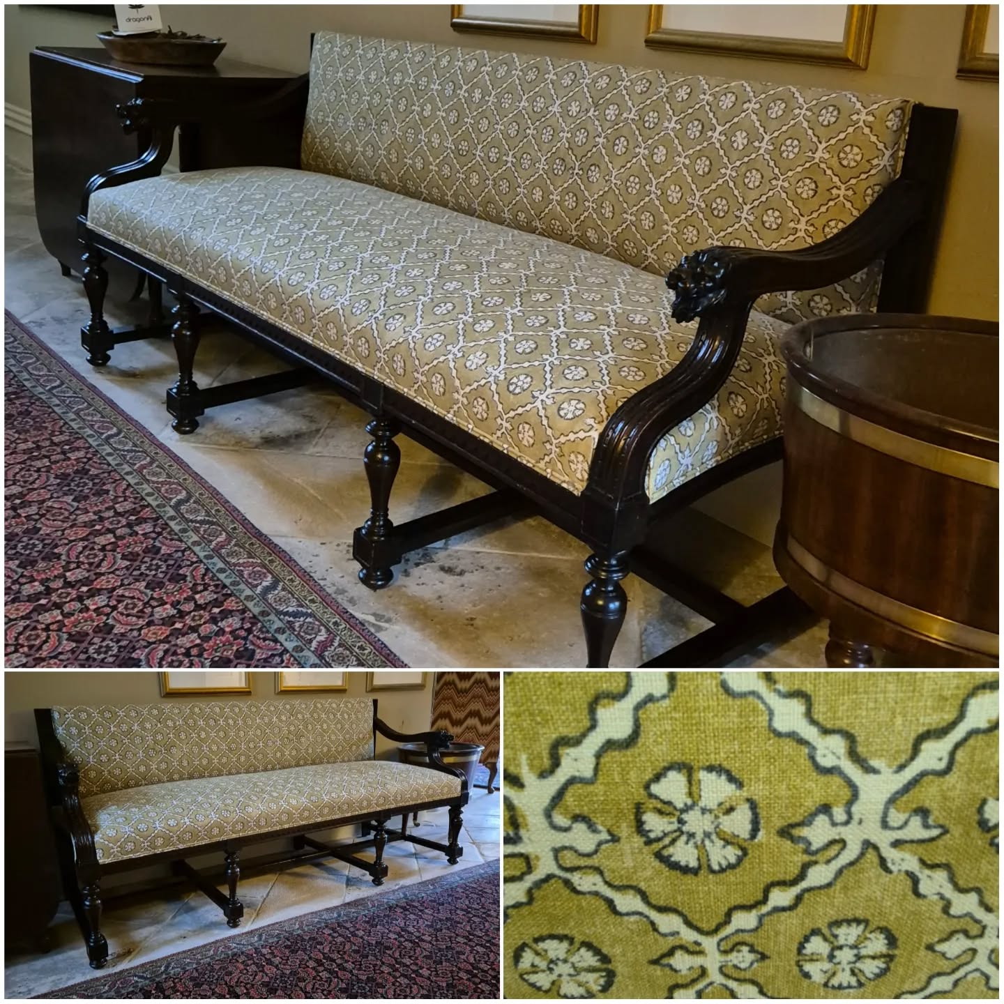 We stripped down this antique hall bench, re-waxed it, rebuilt it using traditional materials before using Linwood's Khiva as the top fabric and returning it to its rightful place in this substantial late 17th century home.
#walkerandwalker #handmadecurtains #reupholstery #softfurnishingsmaker #softfurnishings #handmadesoftfurnishings #handmade #curtainmaker #reupholsterer #handmaderomanblinds #madetomeasure #romanblindmaker #romanblinds #handmadecushions #cushions #swagsandtails #linwoodfabrics