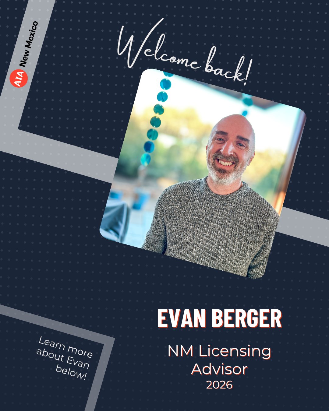 Welcome back to the 2026 AIA New Mexico Board of Directors, New Mexico State Licensing Advisor: Evan Berger, AIA.
1. Why is volunteerism important?
Volunteerism helps build the community that you want to be a part of. We all have jobs and specific tasks to complete that help us with the built environment, but volunteering offers the flexibility to really create your own agenda and focus on what is important to you. My volunteerism has not only evolved but has also been critical to my professional and personal development as an Architect.
2. What is one piece of advice you would give those up and coming in the profession?
Have fun. This is a profession that requires you to really enjoy what you do. It shows in our work when we do not. Focus on YOUR timeline and what drives you.
3. What’s your favorite way to recharge / or what inspires you?
Staying active is my way to recharge. Taking daily walks with the office has become a big part of our culture. People inspire me. Watching how communities come together in times of need or times of celebration can drive any passion.
Want to be involved in this role in the future? Reach out for more information!
#aia #leadership #board #boardofdirectors #representative #architecture #design #architect #newmexico #ncarb #architecturephotography @ebergerstudios @ncarb @aiaalbuquerque @archisarchitects @unmalumni @unmsaap @unm_architecture