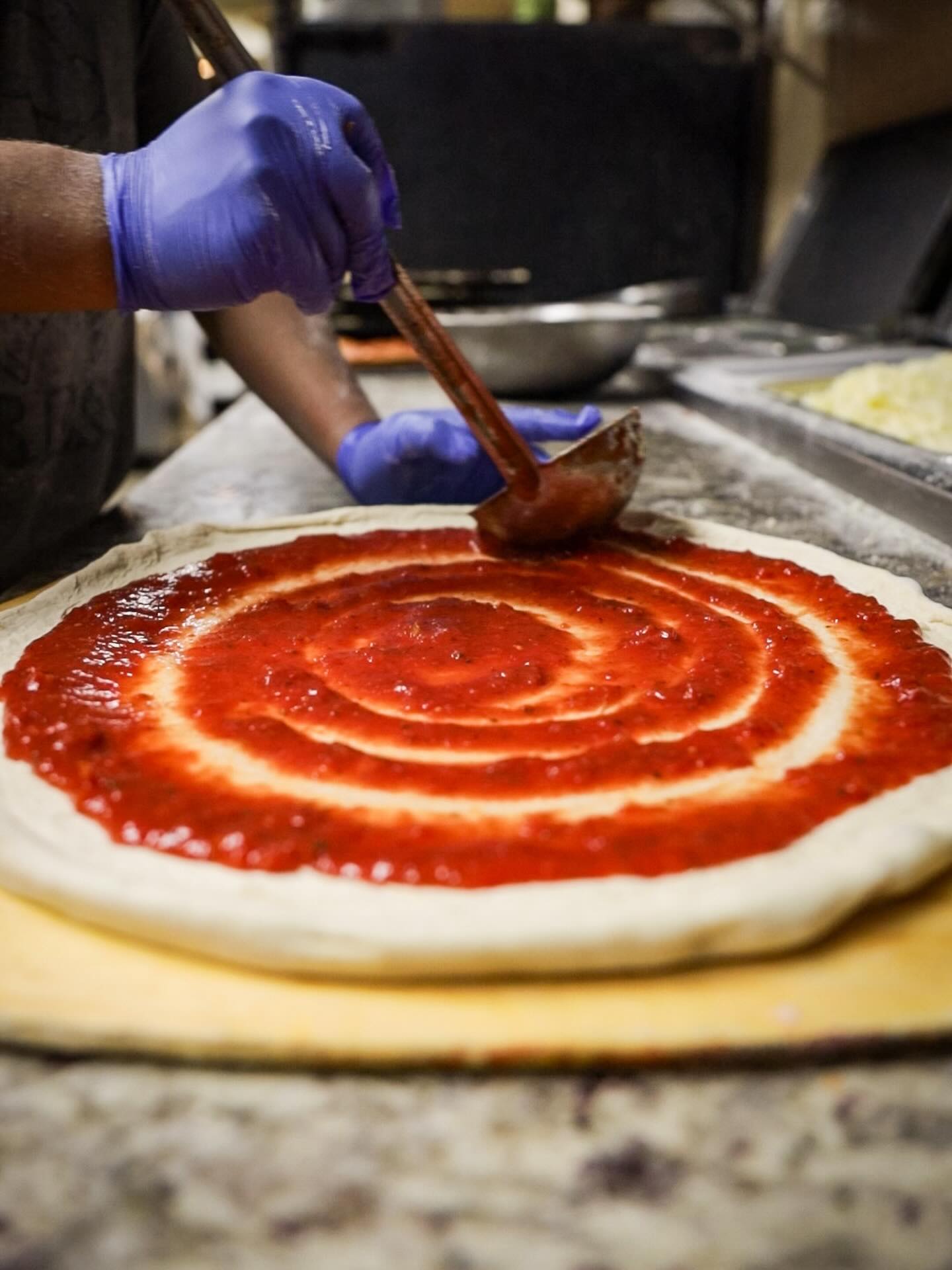 Before the oven, before the cheese… there is the sauce. 🔥
That smooth, fresh, even layer of tomato sauce sets the tone for the whole pie. #MrBrunos
#lyndhurstnj #pizza #njpizzaria #njeats