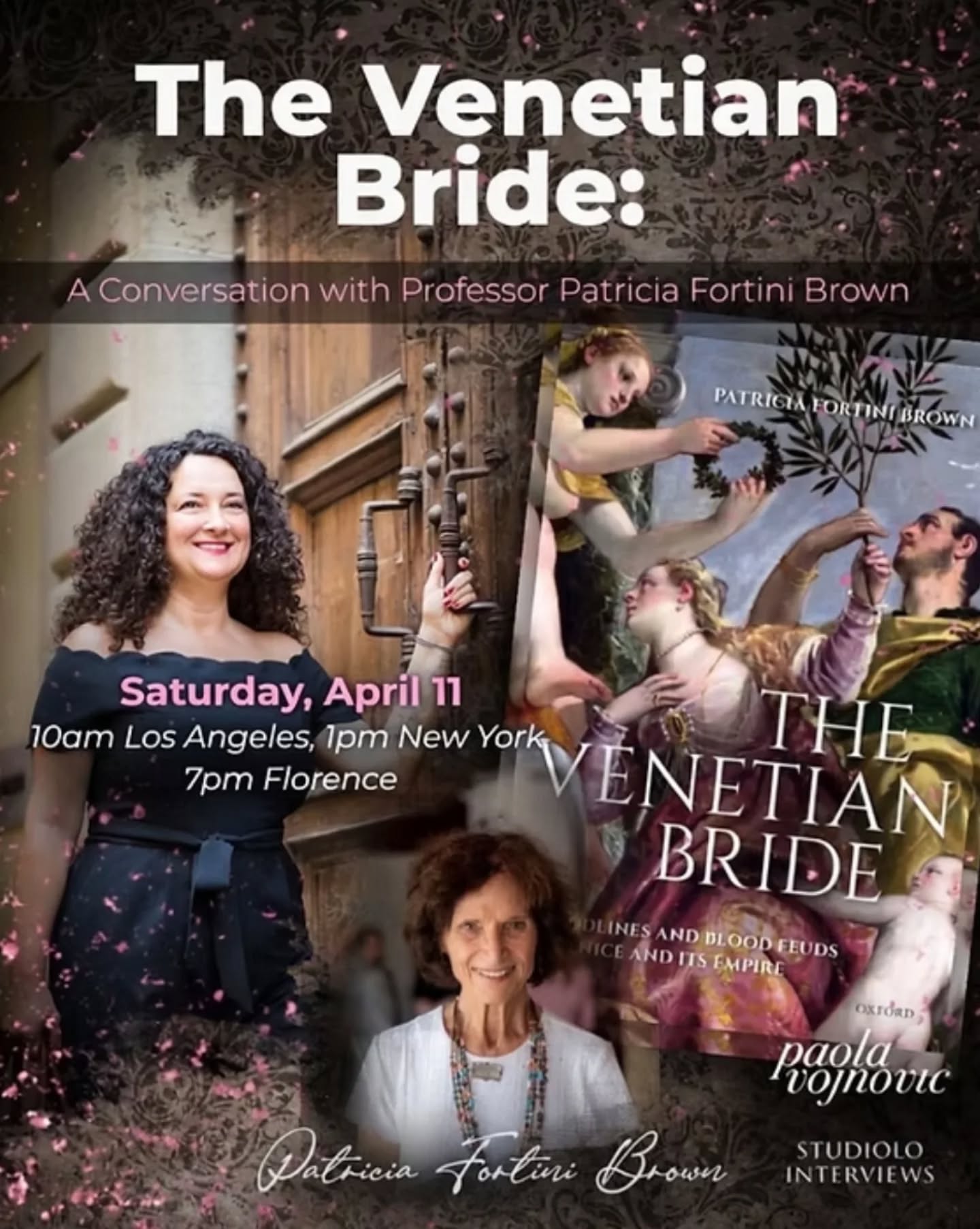 Step into a world of vendettas, power, and passion!
Join me in Paola’s Studiolo with a very special guest, award-winning scholar Patricia Fortini Brown, for a captivating talk inspired by her acclaimed book The Venetian Bride: Bloodlines and Blood Feuds in Venice and its Empire.
Discover the true story of Giulia Bembo and Girolamo Della Torre—a 16th-century marriage shaped by intrigue, exile, and ambition.
From #Venice to Crete and beyond, uncover how family rivalries, shifting social values, and the strength of women helped shape an empire.
✨ Expect drama.
✨ Expect history brought to life.
✨ Expect stories you won’t forget.
Don’t miss this fascinating journey into the heart of the Venetian world—reserve your spot now!
#PatriciaFortiniBrown #PaolasStudiolo