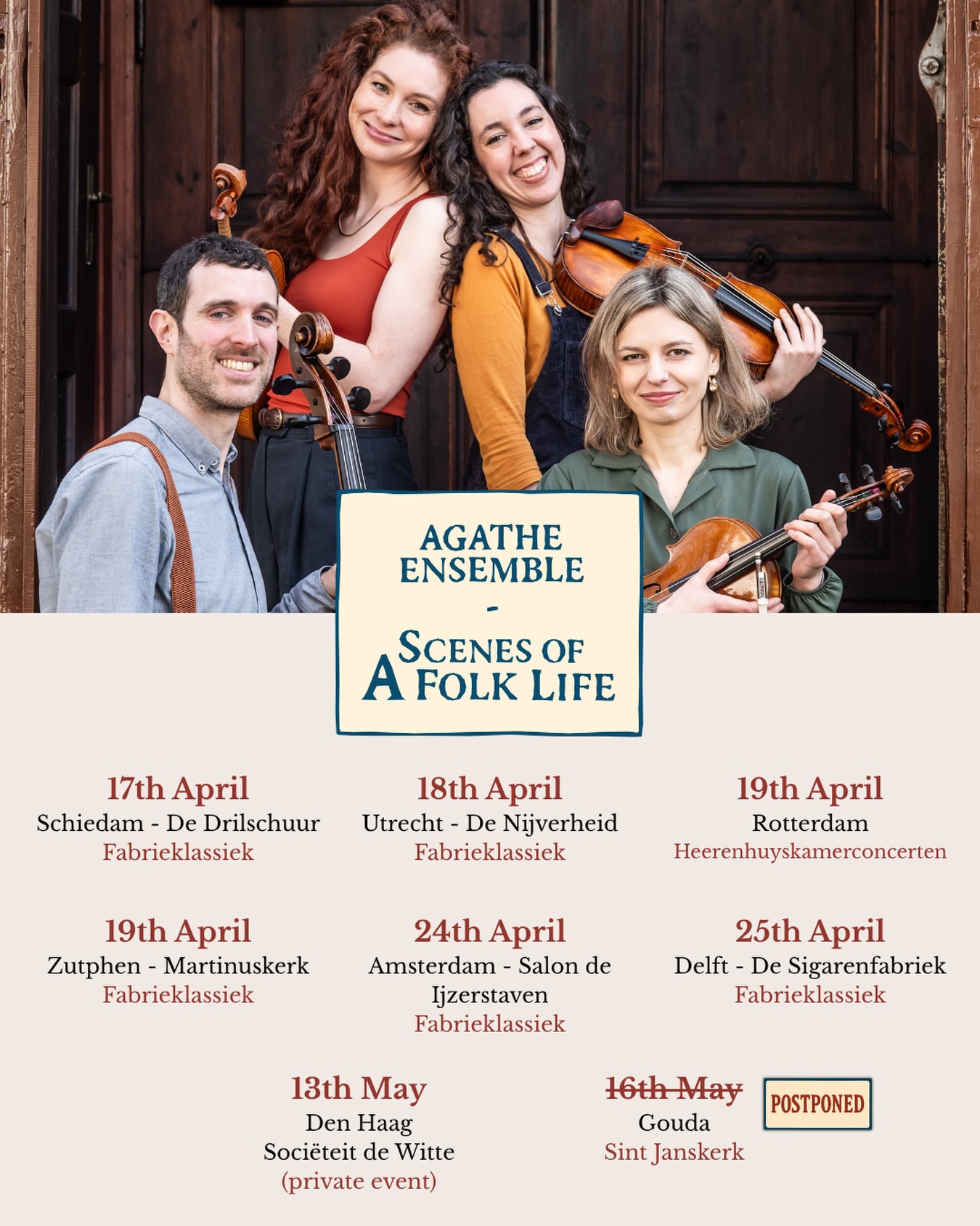 ⚠️ Agenda Update: Gouda concert (16th May)
We’re sorry to share that our concert on 16 May in Gouda won’t be taking place as we announced.
We’re already looking for a new date and really hope to present our new album in Gouda soon, we’ll keep you posted!
In the meantime, feel free to check out our other concerts. We’d love to see you there! 🎻
@fabrieklassiek
@heerenhuys.kamerconcerten
🔗 Link in bio for the full agenda