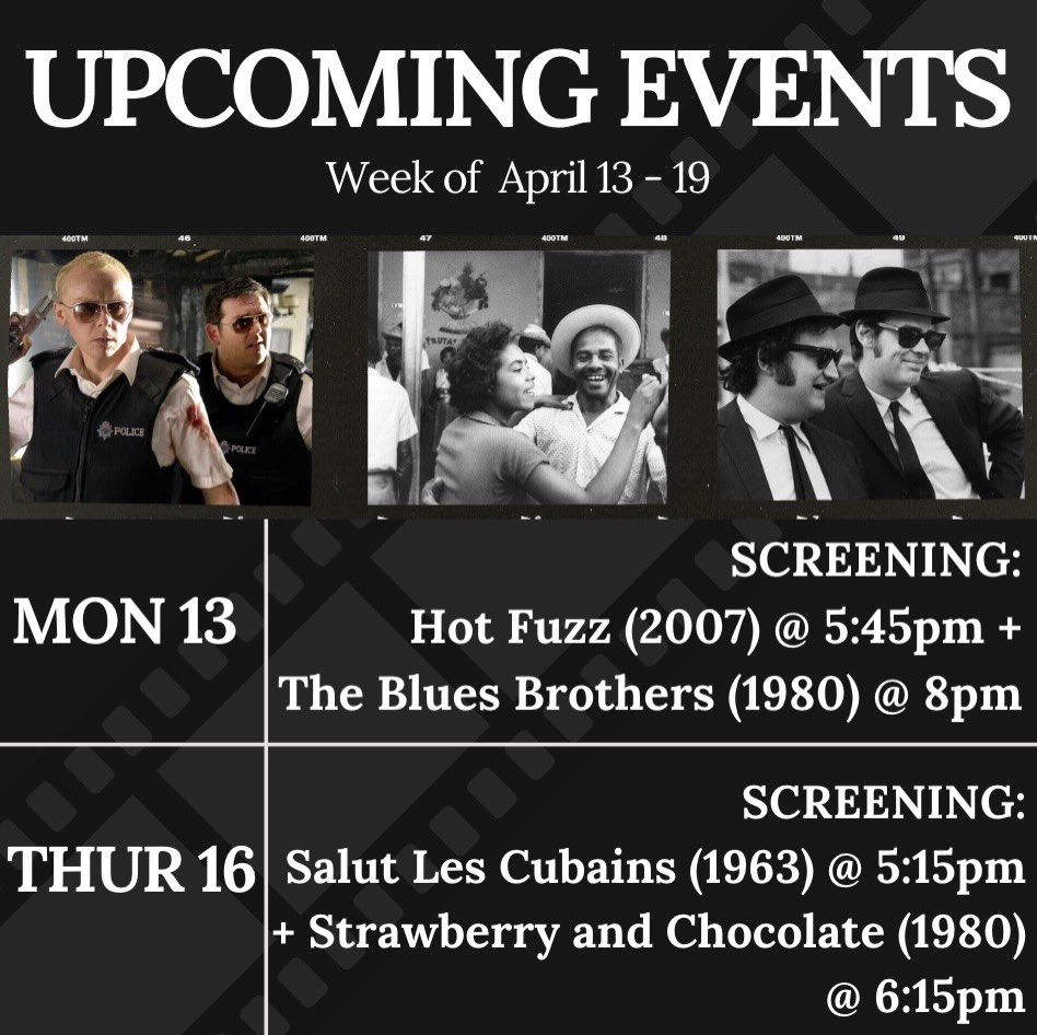 Take a break from finals studying and come to a filmsoc screening this week!