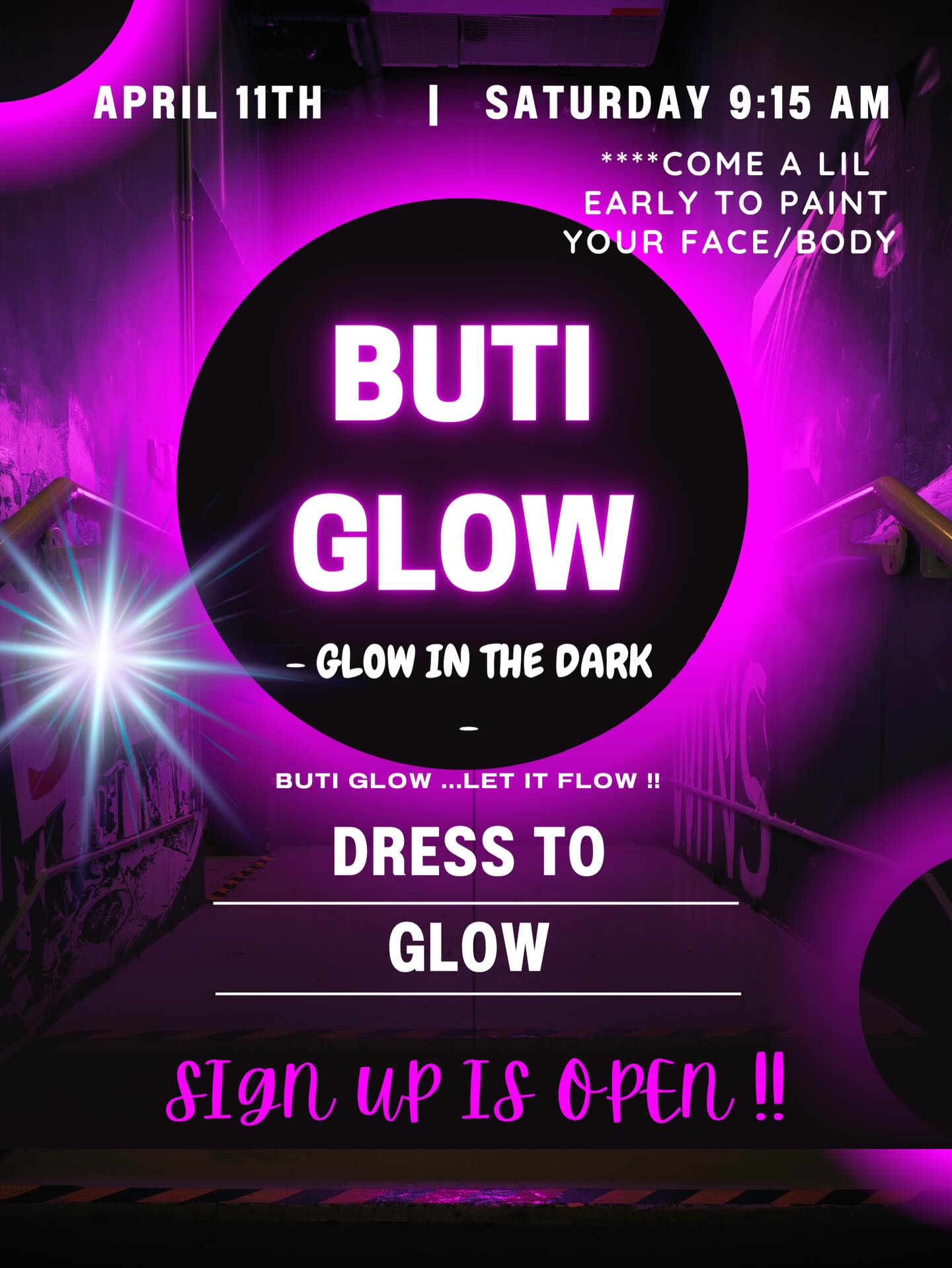 This isn’t your average workout 👀
Buti GLOW 🍑✨
Wednesday at 9AM
Come early to paint + glow with us 🔥