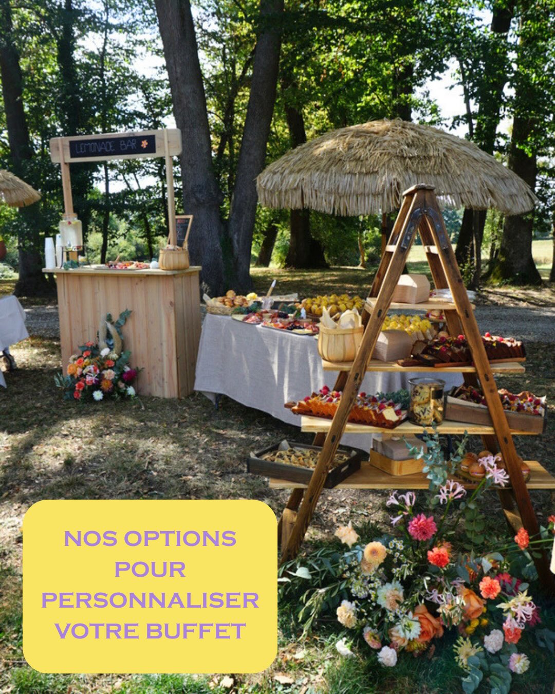 Pimper son buffet 🌈
Chaque saison on vous propose de nouvelles options pour personnaliser votre buffet ✨
Avant de vous présenter les plus récentes, passons en revue toutes les options dont vous disposez pour rendre encore plus waouh votre buffet 😍
Et on commence avec nos supports en bois géants, homemade bien sûr 💛
🪜 l’échelle gourmande qui donne du relief à votre buffet
🧉 le bar qui permet de créer un véritable espace pour les boissons
Alors, vous validez ? 🌞
#traiteur #brunch #food #grazingtables #weddingfood