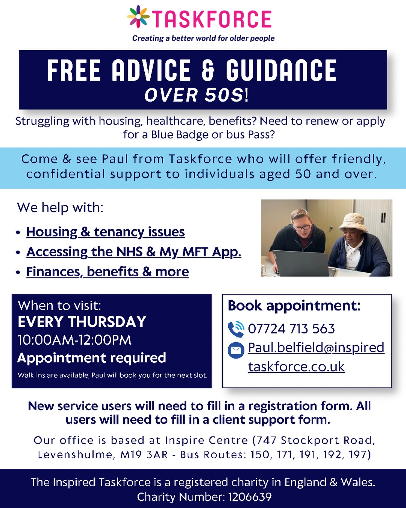 Worried about money, housing, or dealing with services lately?
You’re not the only one, and you don’t have to figure it out alone.
If you’re 50+, come and speak to Paul who will actually take the time to listen and help you find real solutions.
Whether it’s sorting out benefits, understanding NHS services, or dealing with housing issues, we’re here to make things clearer and easier.
A simple conversation could make a big difference.
Pop in this Thursday or get in touch to book your spot.
Because getting help should feel easy.
#costofliving #support #inspiredtaskforce #manchester #community