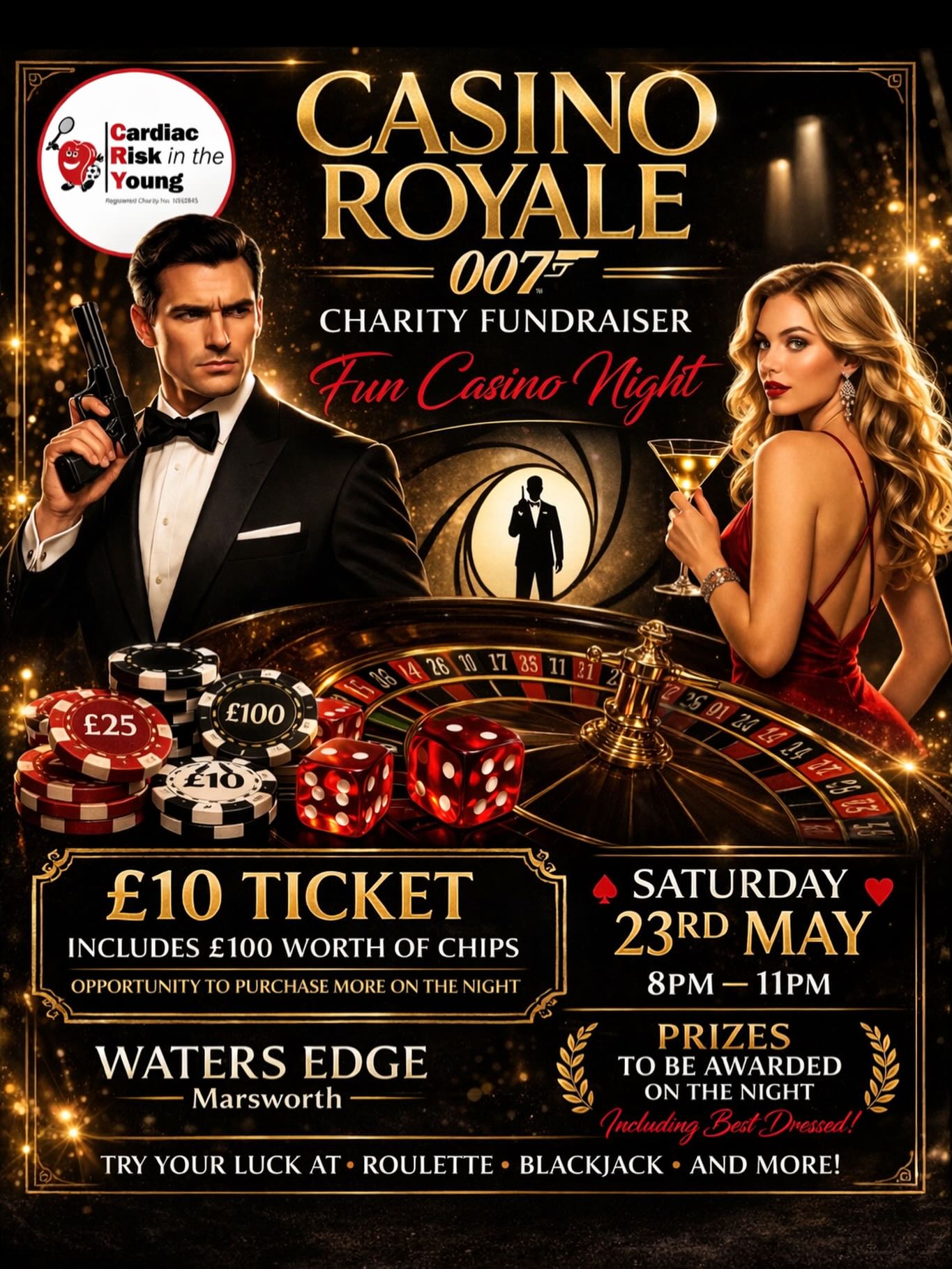 Join us for a Memorable evening at our Fun Casino Night, dedicated to raising funds for CRY (Cardiac Risk in the Young). This event aims to support families facing the heartbreak that we experienced when we lost our sister unexpectedly in May 2023.
Event Information🎉
- Arrival from 8pm
- Casino 8:30pm - 10:30pm
- £10 will get you £100 in Fun Money for the Tables with the opportunity to purchase more on the night
- DJ Aaron bringing the vibe all night long 🎶
- Some amazing prizes to be Won such as a 1 night B&B stay curtesy of @theqhotelscollection
Don’t miss out on Tickets, Link will be in our Bio and Below.
Come Along and help us raise money as a community for such an important cause ❤️
https://www.wemarsworth.co.uk/event-details-registration/fun-casino-night-in-aid-of-cry