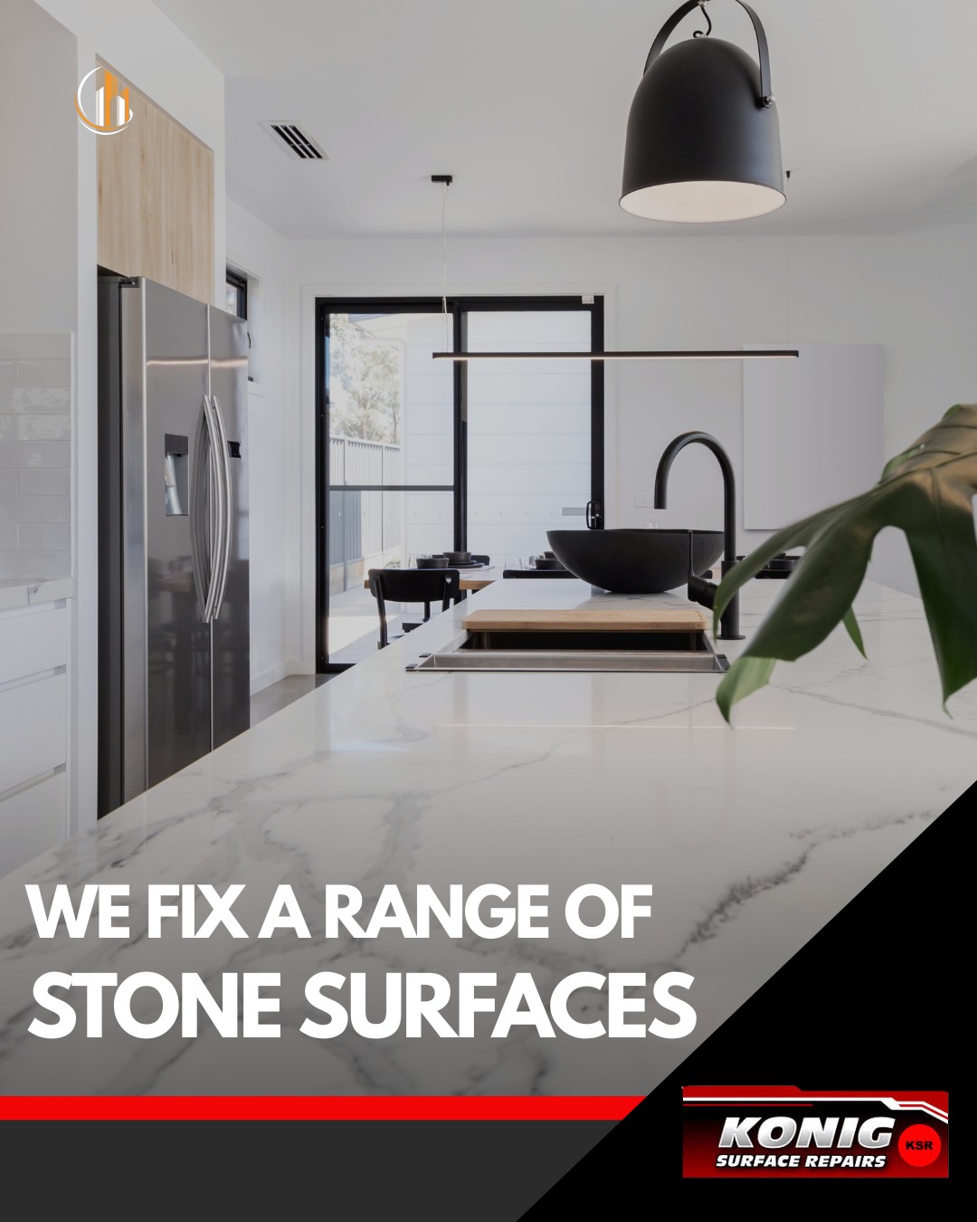 Stone benchtop damaged? It doesn’t mean you need to replace it.
We repair a wide range of damage including chips, scratches, cracks and even burn marks