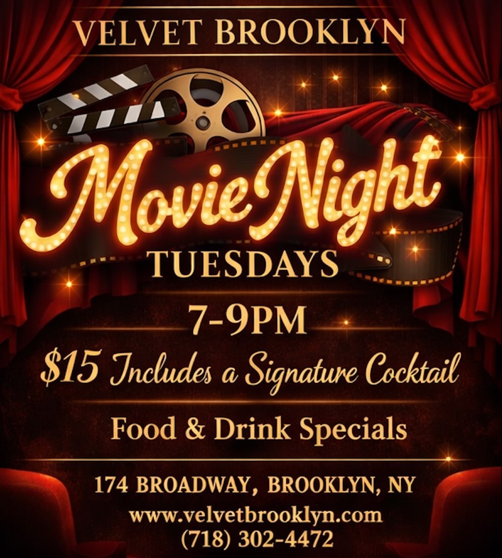 Midweek plans = UPGRADED 🎬✨🎤
🎬 Movie Night Tuesdays – films, popcorn vibes & drink specials 🍿🍸
Bring your friends. Bring the energy.
🔥 Reserve your spot & join us this week!
#VelvetBrooklyn #BrooklynNights #NYCNightlife #KaraokeNight #MovieNight