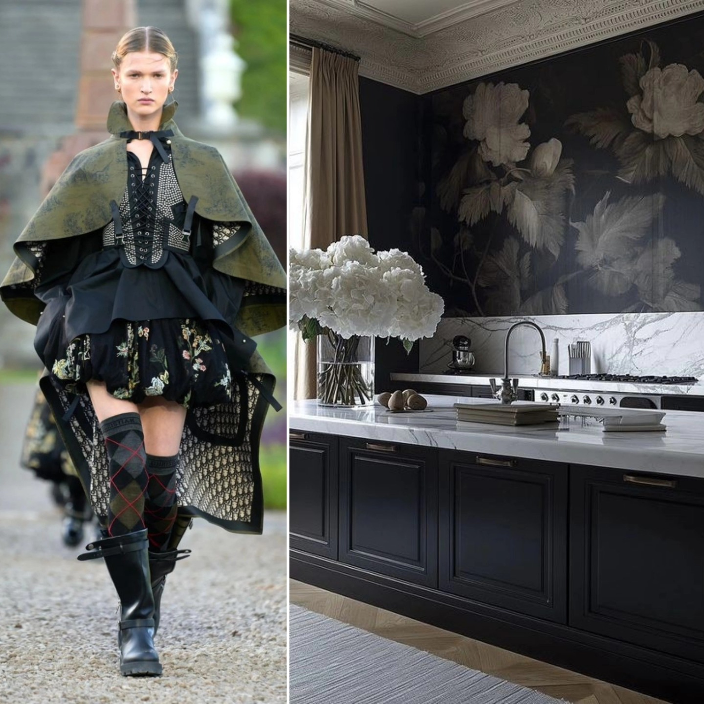 The comeback of the Transitional style.
We are all familiar with the traditional or heritage design, which resonates with the great castles of Scotland and tartan patterns.
The Transitional Interior Design style seamlessly holds the elements of heritage with a combination of contemporary or modern design.
Floral wall covers, tartan textile or elements of traditional boucle in khaki green 💚
#fashioninspiration #texturefashion #transitionaldesign #trends #HelenKossInteriors #diorcruise #findyourstyle