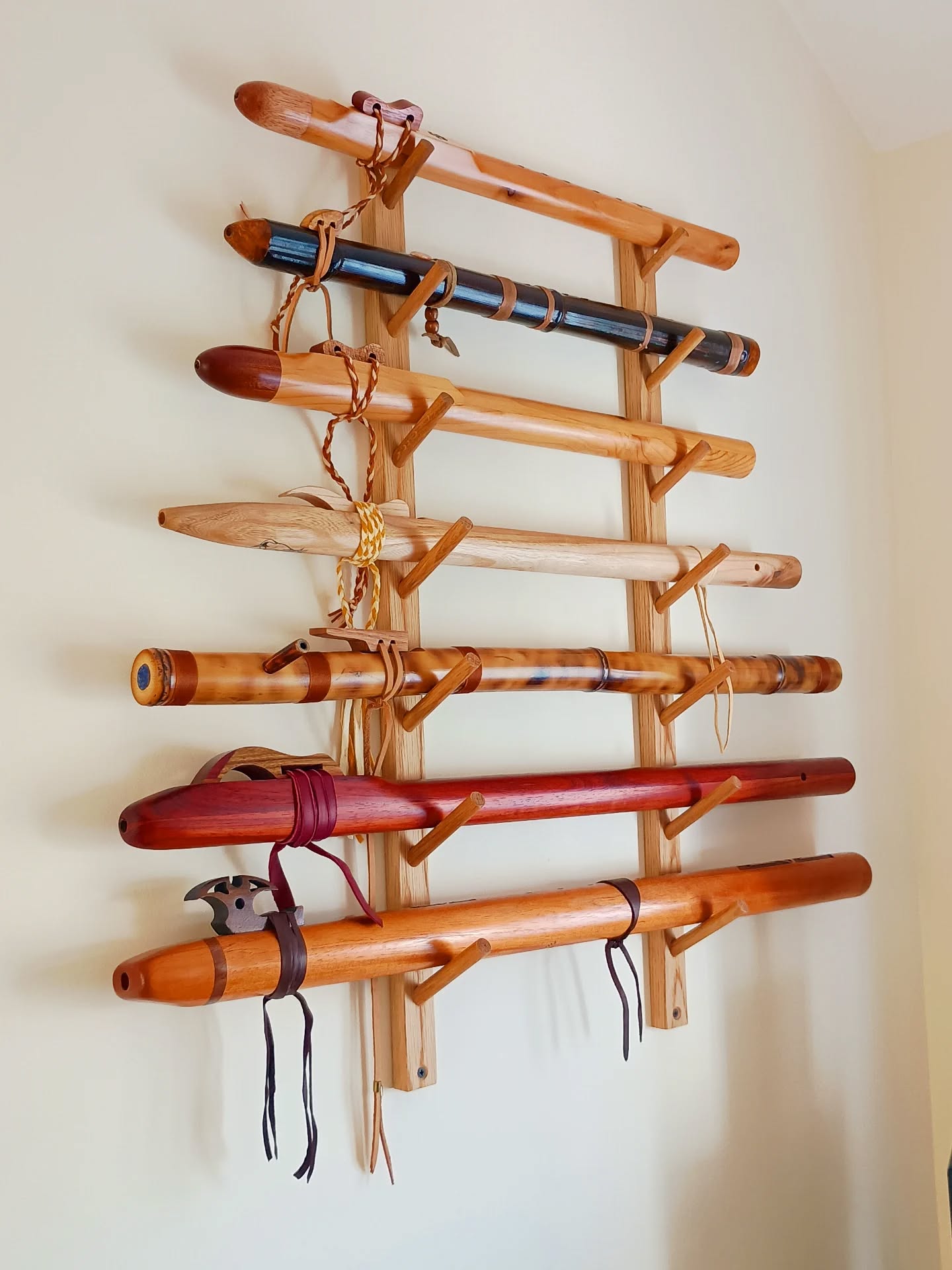 Having run out of surface space for stands, I've resorted to using the walls for flute storage! 😅
#nativeamericanstyleflute #soundhealing #soundtherapy
